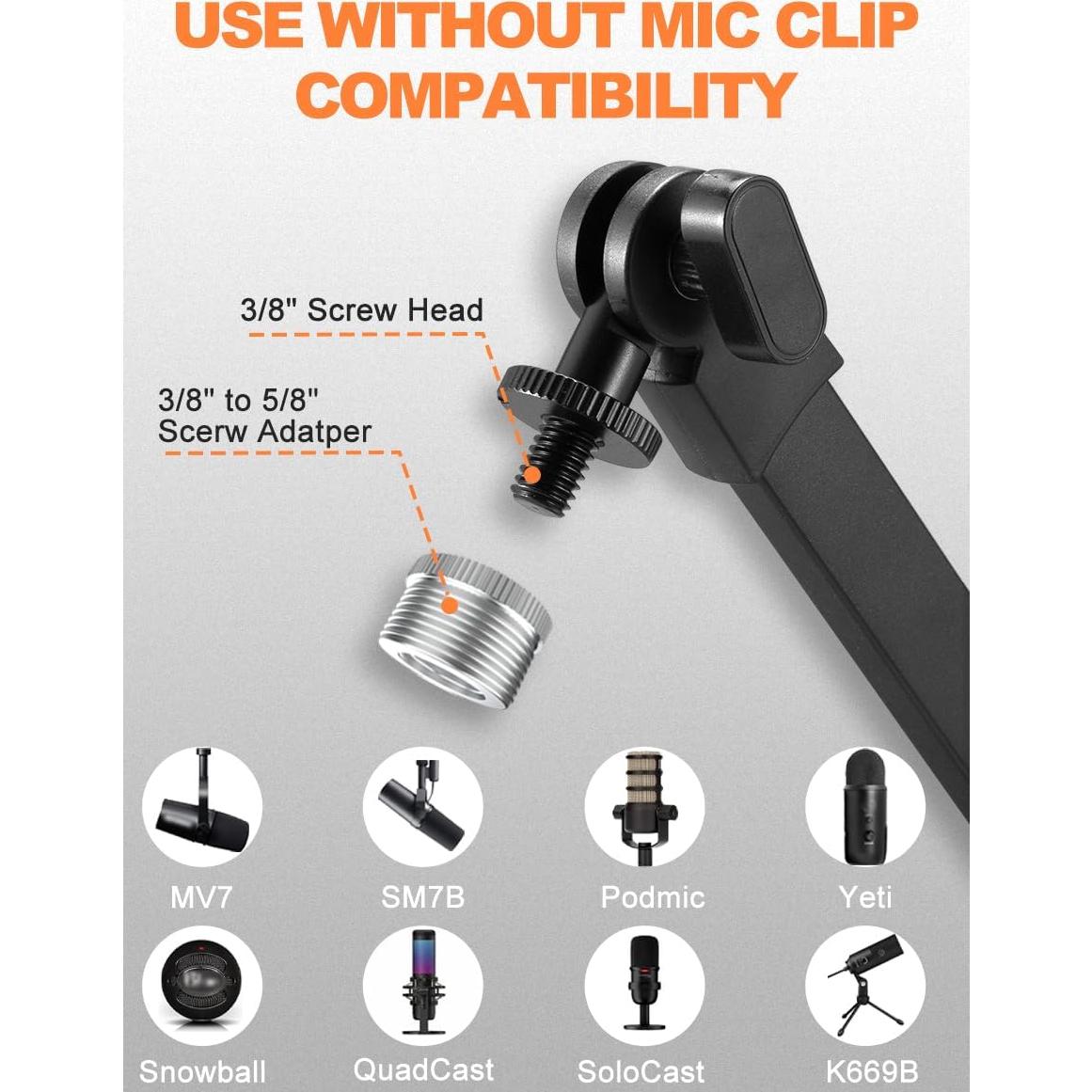 Brazo de Micrófono Ajustable Mictop con Abrazadera y Adaptador