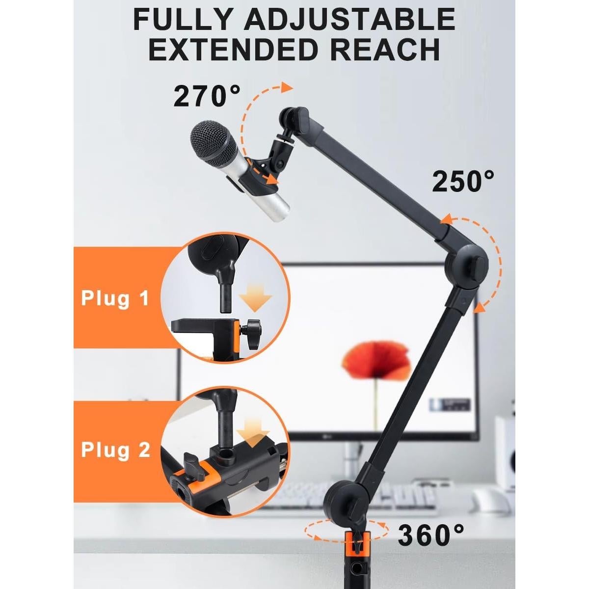 Brazo de Micrófono Ajustable Mictop con Abrazadera y Adaptador