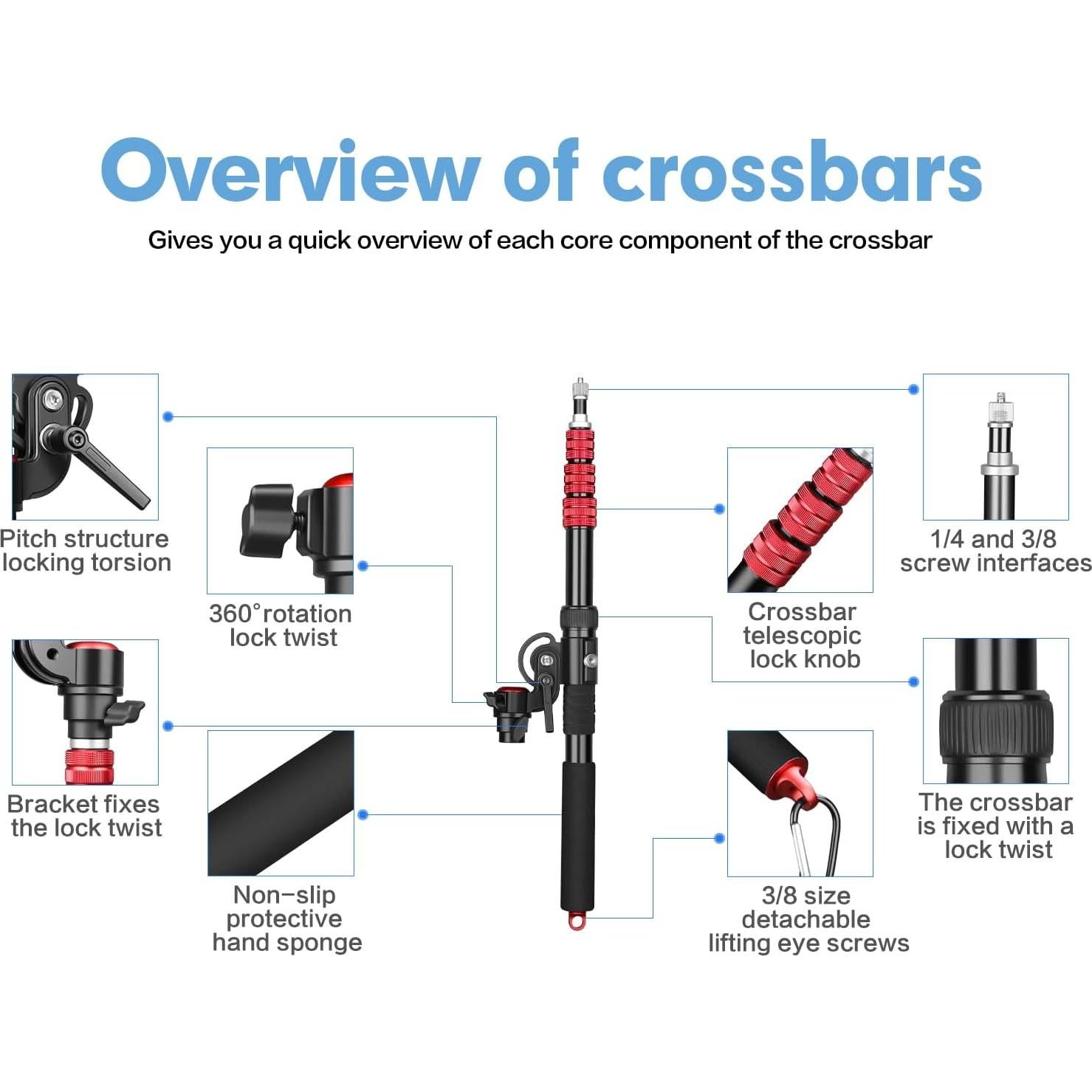 Brazo de Extensión Ajustable para Luz - 83 a 158 cm - MT-H1