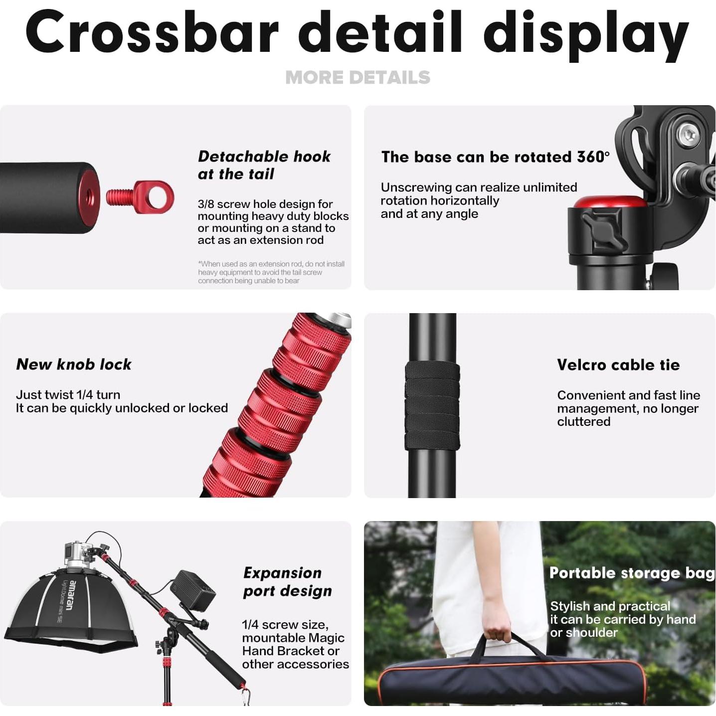 Brazo de Extensión Ajustable para Luz - 83 a 158 cm - MT-H1