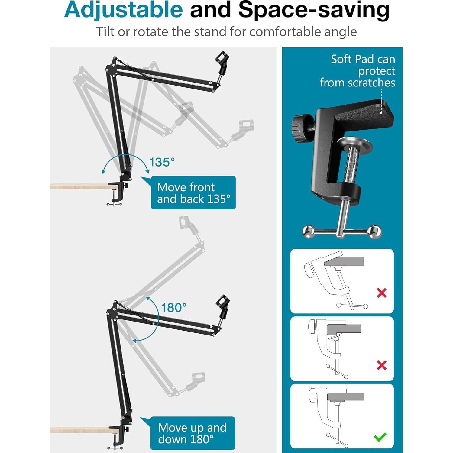 Soporte de Micrófono InnoGear Ajustable con 8 Adaptadores