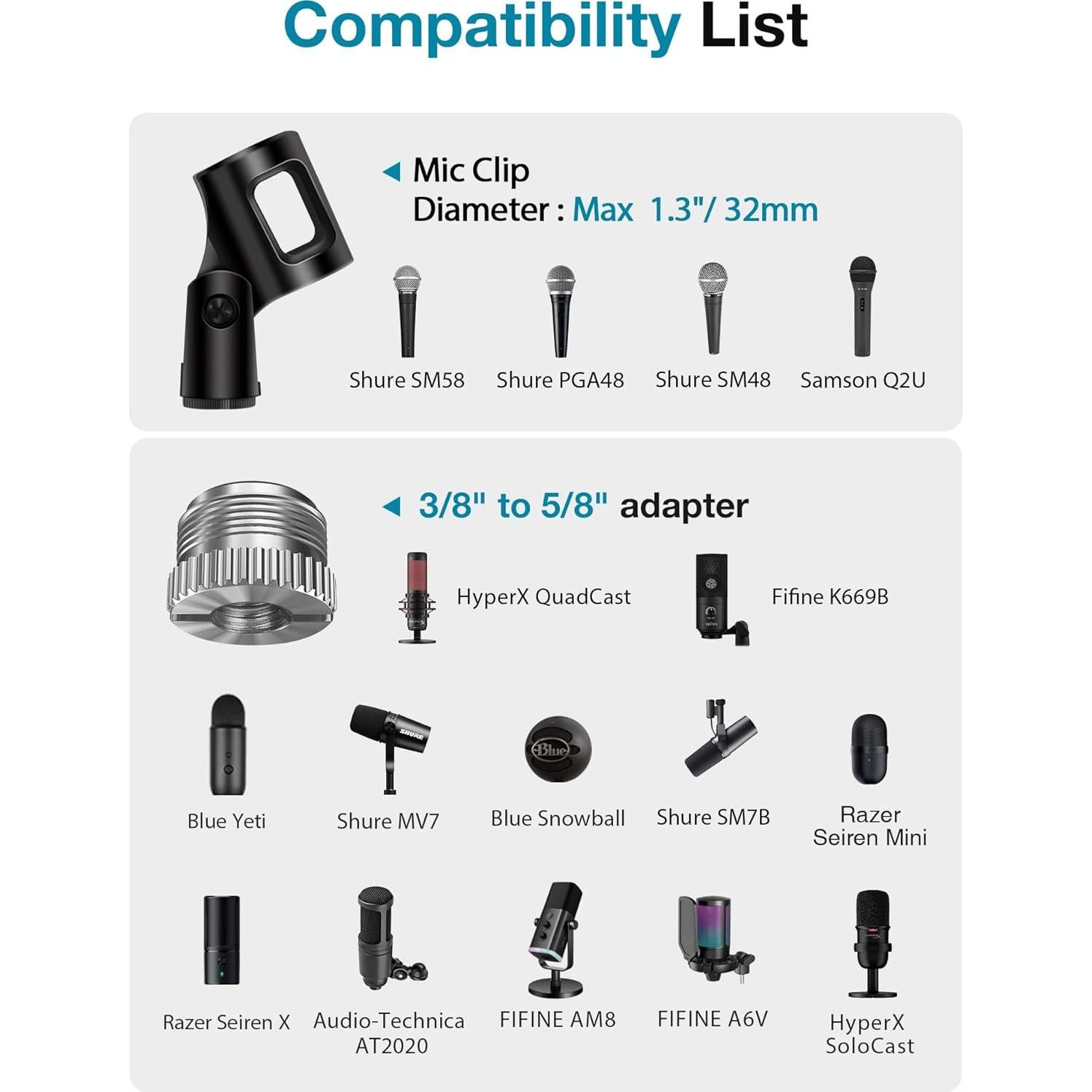 Soporte de Micrófono InnoGear Ajustable con 8 Adaptadores