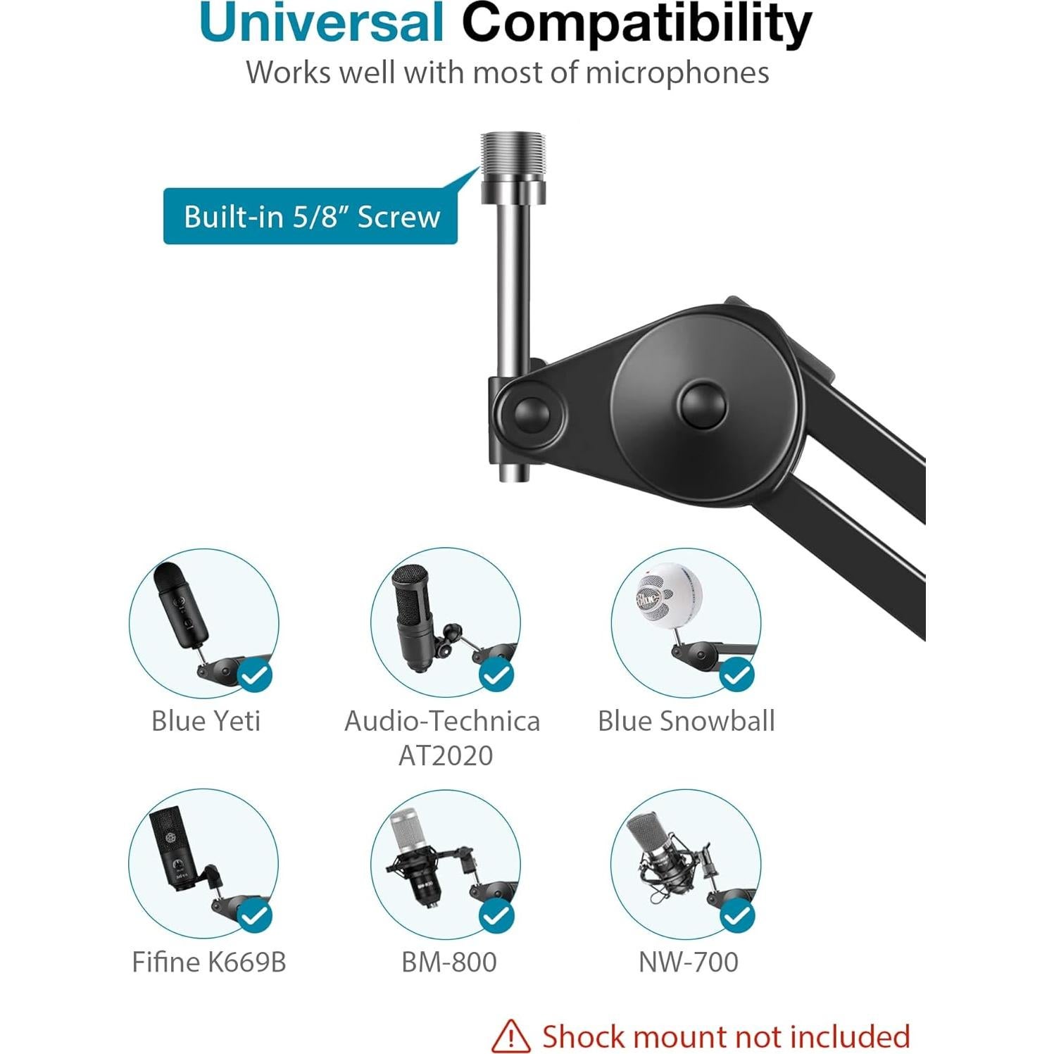 Soporte de Brazo Pesado InnoGear para Micrófono con 8 Adaptadores