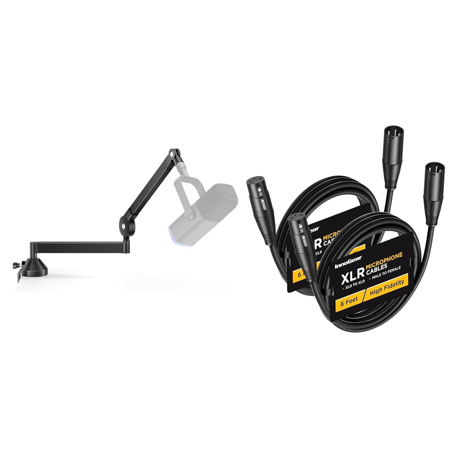 Brazo de Micrófono InnoGear MU-LP26 Ajustable con 2 Cables XLR 1.8m