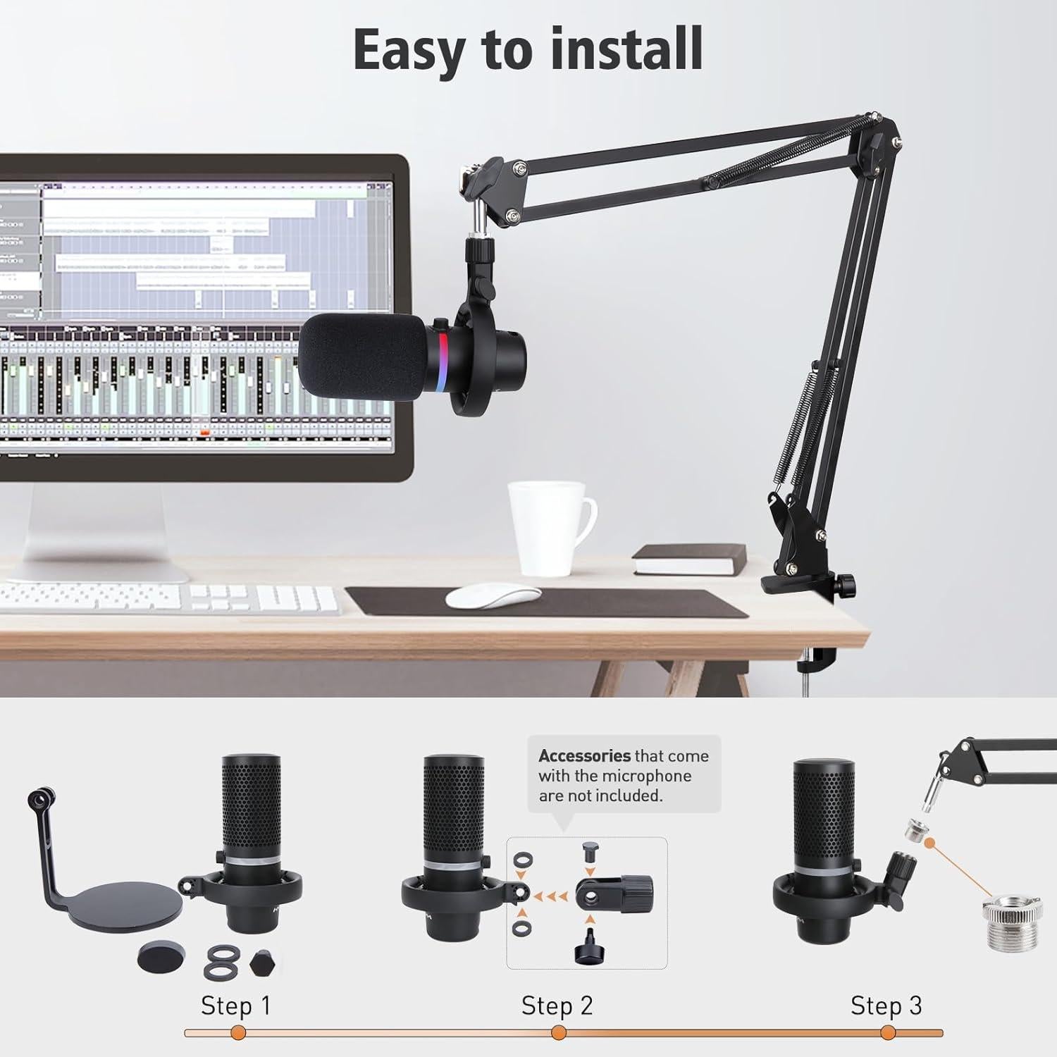 Brazo de Micrófono HyperX DuoCast con Abrazadera y Adaptador