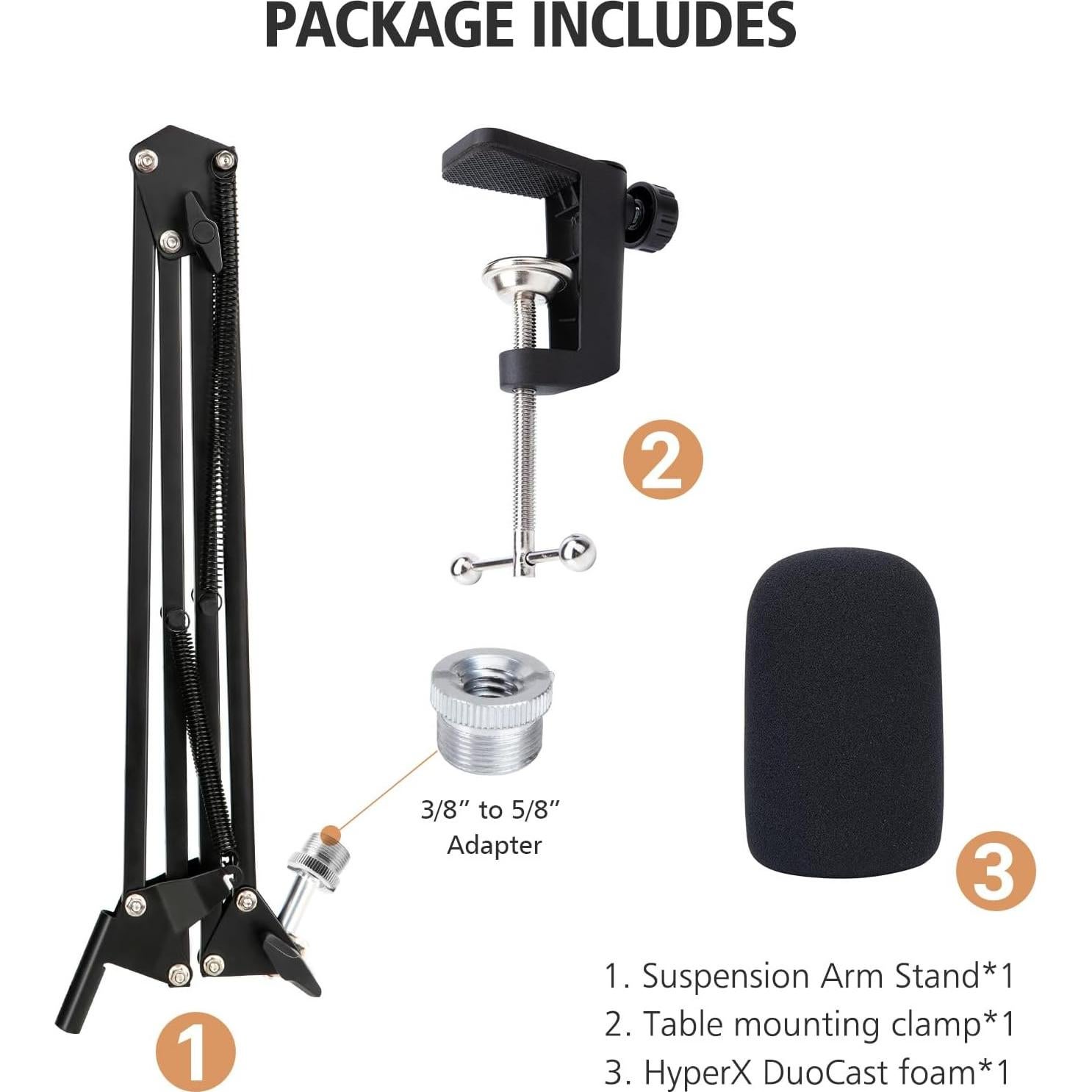 Brazo de Micrófono HyperX DuoCast con Abrazadera y Adaptador