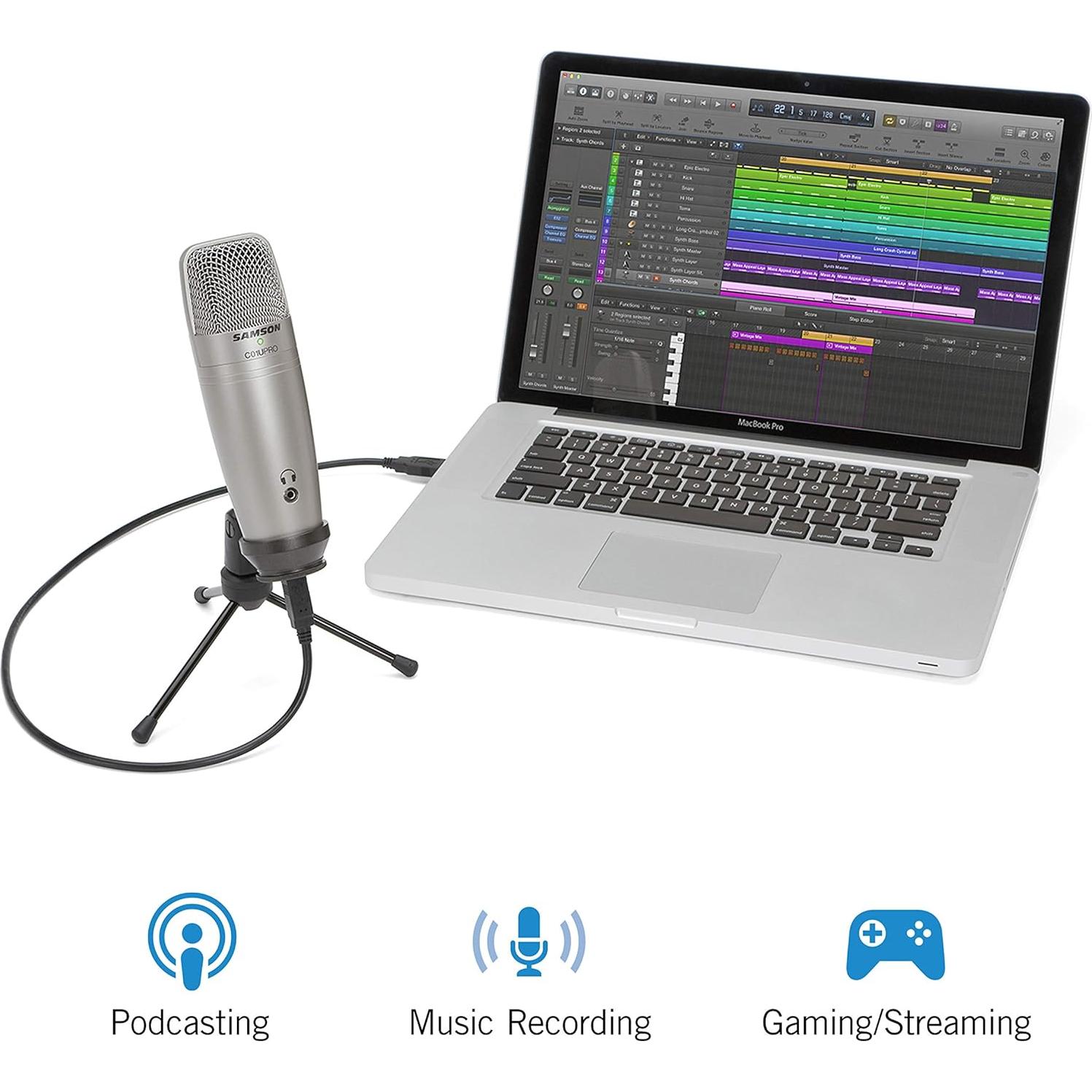 Micrófono USB Samson C01U Pro + Brazo MBA28 71.12cm