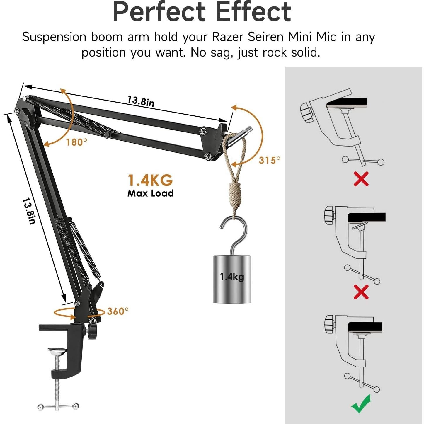 Soporte de Micrófono Razer Seiren Mini Boom Arm con Filtro