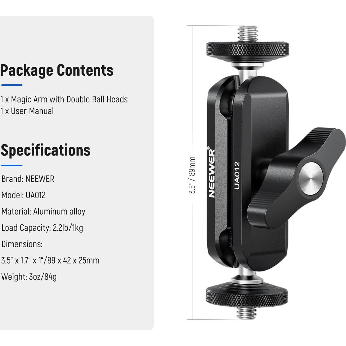 Brazo Mágico Articulado NEEWER UA012 con Doble Cabeza Esférica