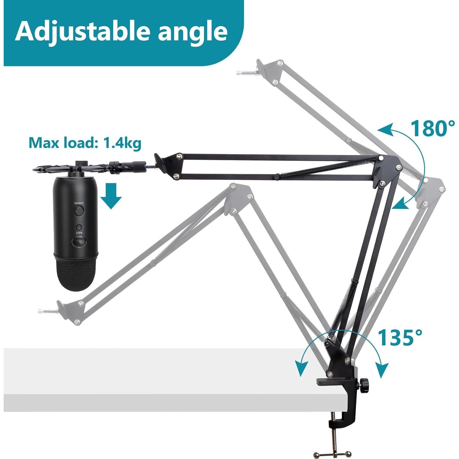 Soporte de Micrófono YOUSHARES para Blue Yeti con Filtro Antipop