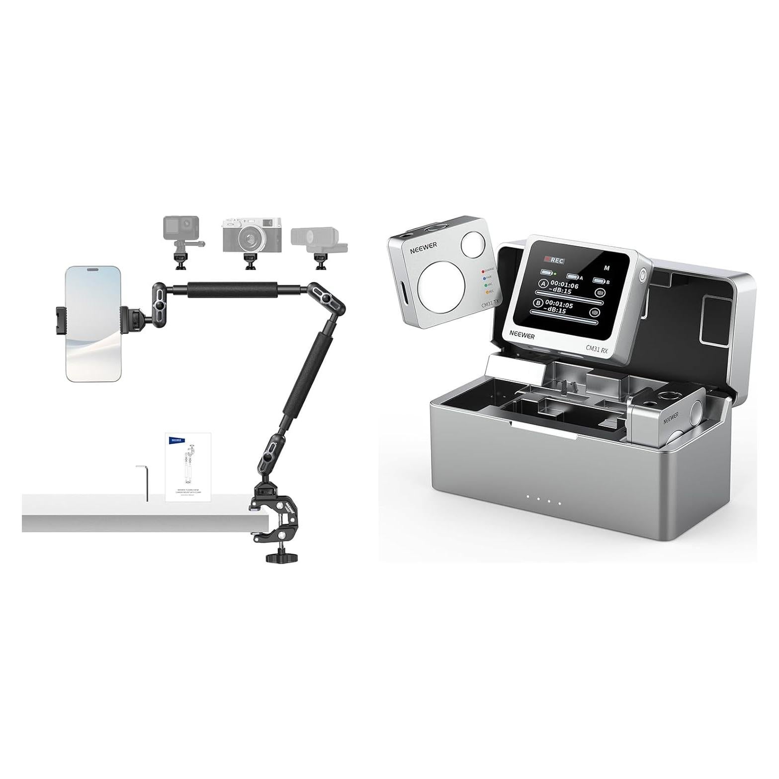 Brazo Mágico Neewer 55cm con Abrazadera para Cámara y Micrófono