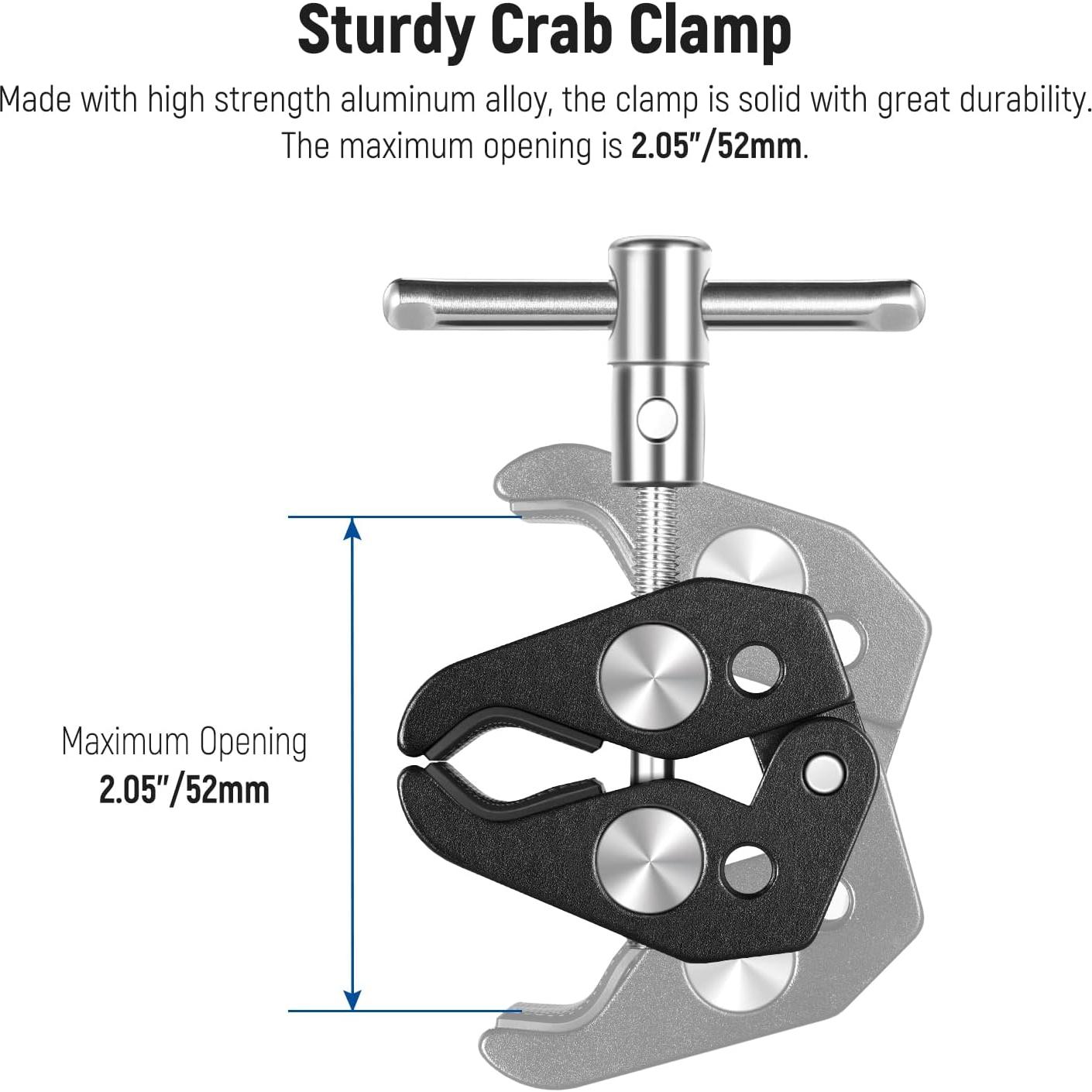 NEEWER Mini Articulated Ball Head with Crab Clip Mic Holder with 1/4" to 5/8" Thread, Compatible with SmallRig Camera Cage and Microphones, Support up to 3.3 lbs