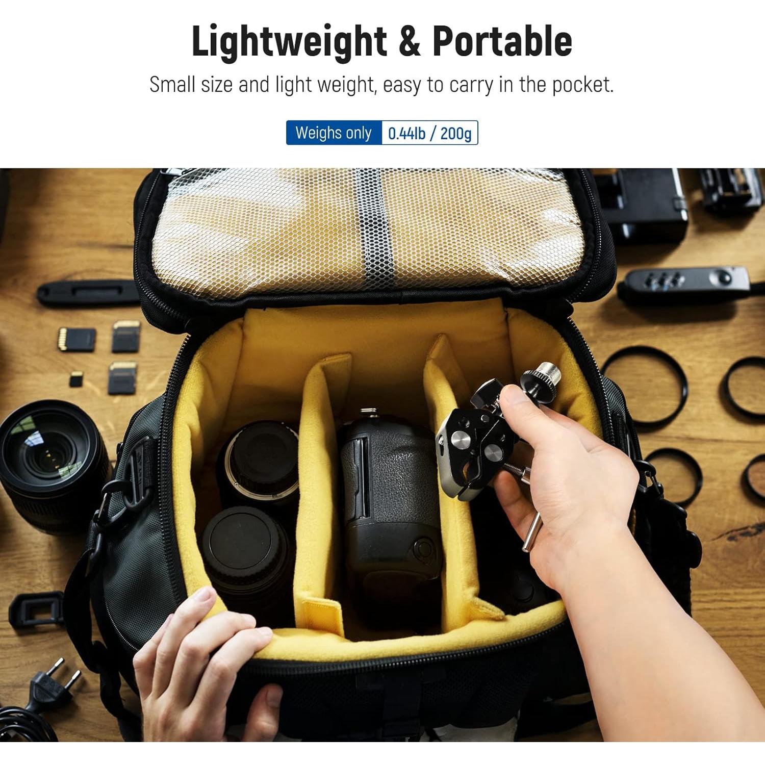 NEEWER Mini Articulated Ball Head with Crab Clip Mic Holder with 1/4" to 5/8" Thread, Compatible with SmallRig Camera Cage and Microphones, Support up to 3.3 lbs