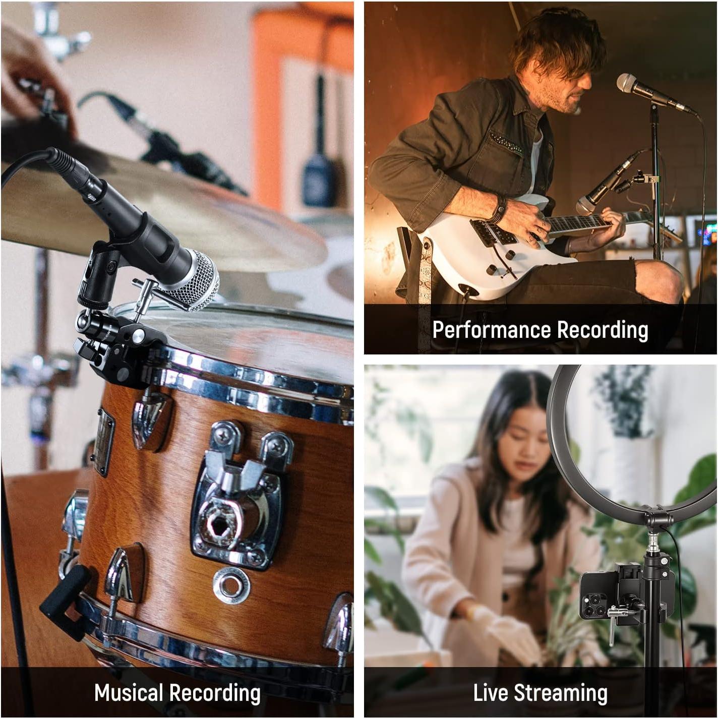 NEEWER Mini Articulated Ball Head with Crab Clip Mic Holder with 1/4" to 5/8" Thread, Compatible with SmallRig Camera Cage and Microphones, Support up to 3.3 lbs