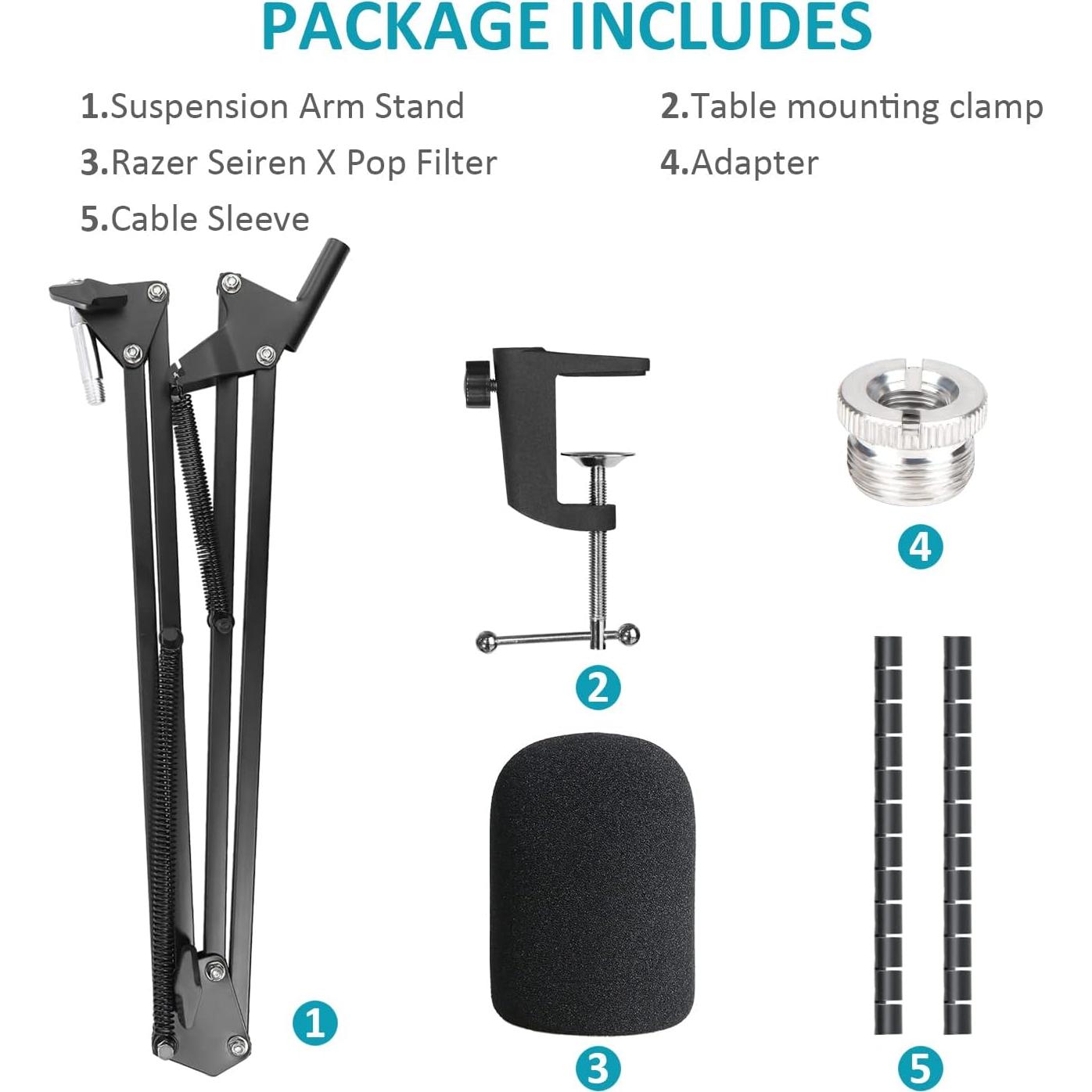 Soporte de brazo para micrófono SUNMON Razer Seiren X con filtro