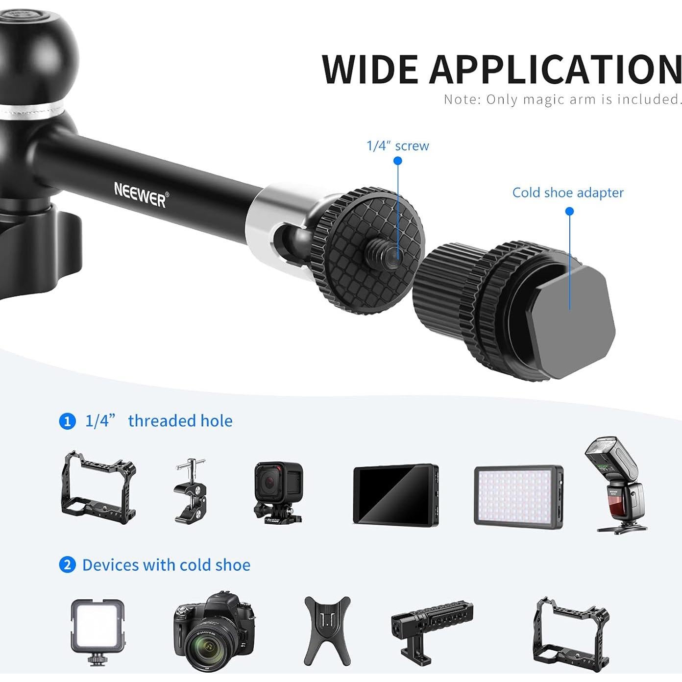 Brazo Mágico Articulado NEEWER 28cm con Abrazadera Ajustable