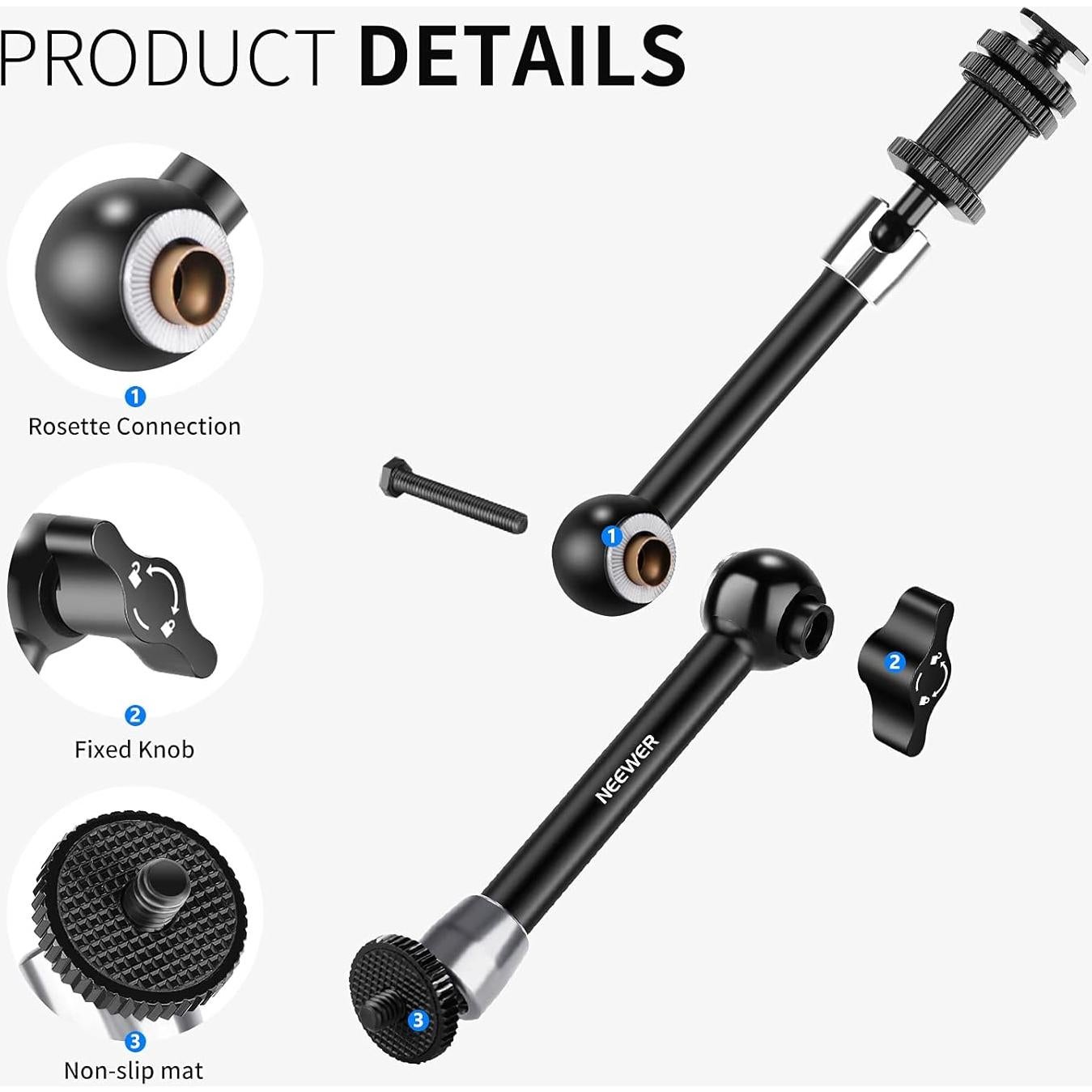 Brazo Mágico Articulado NEEWER 28cm con Abrazadera Ajustable