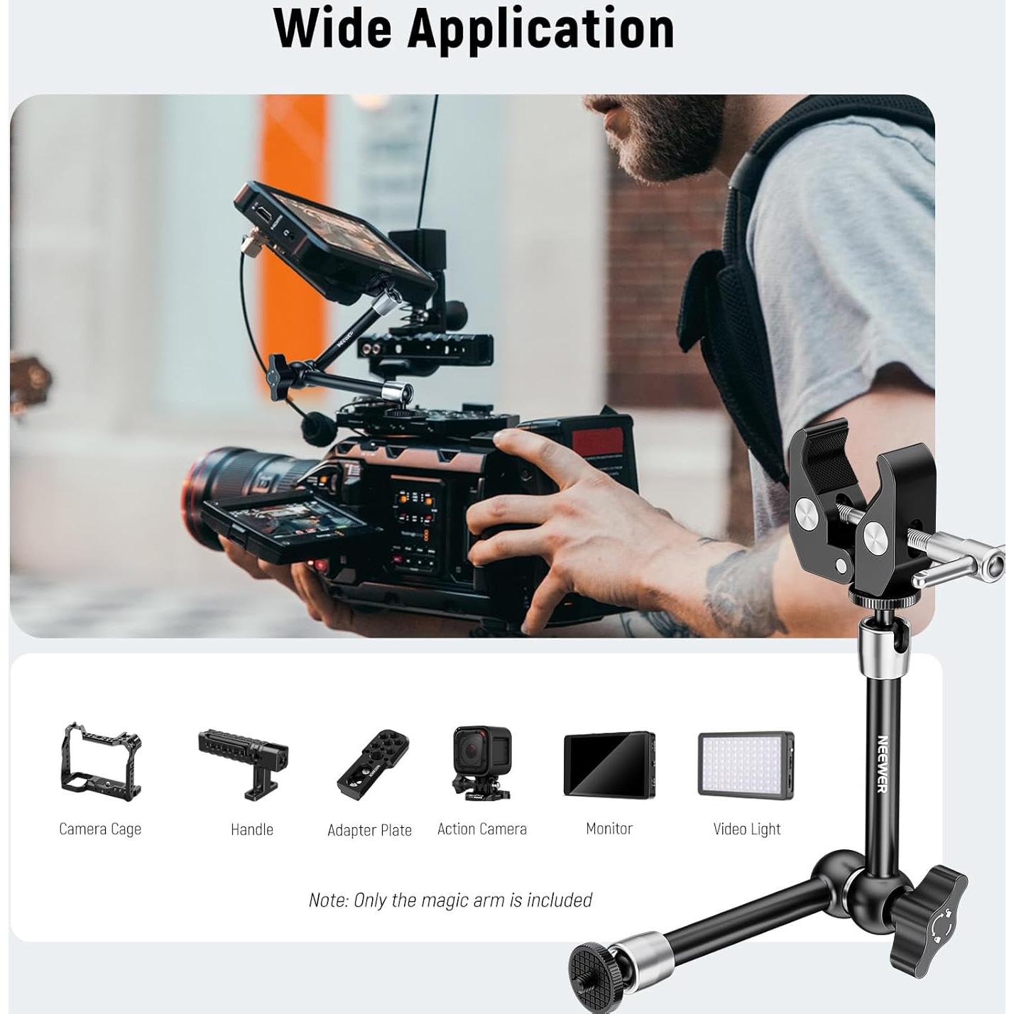 Brazo Mágico Ajustable Neewer 25cm con Super Clamp 2kg