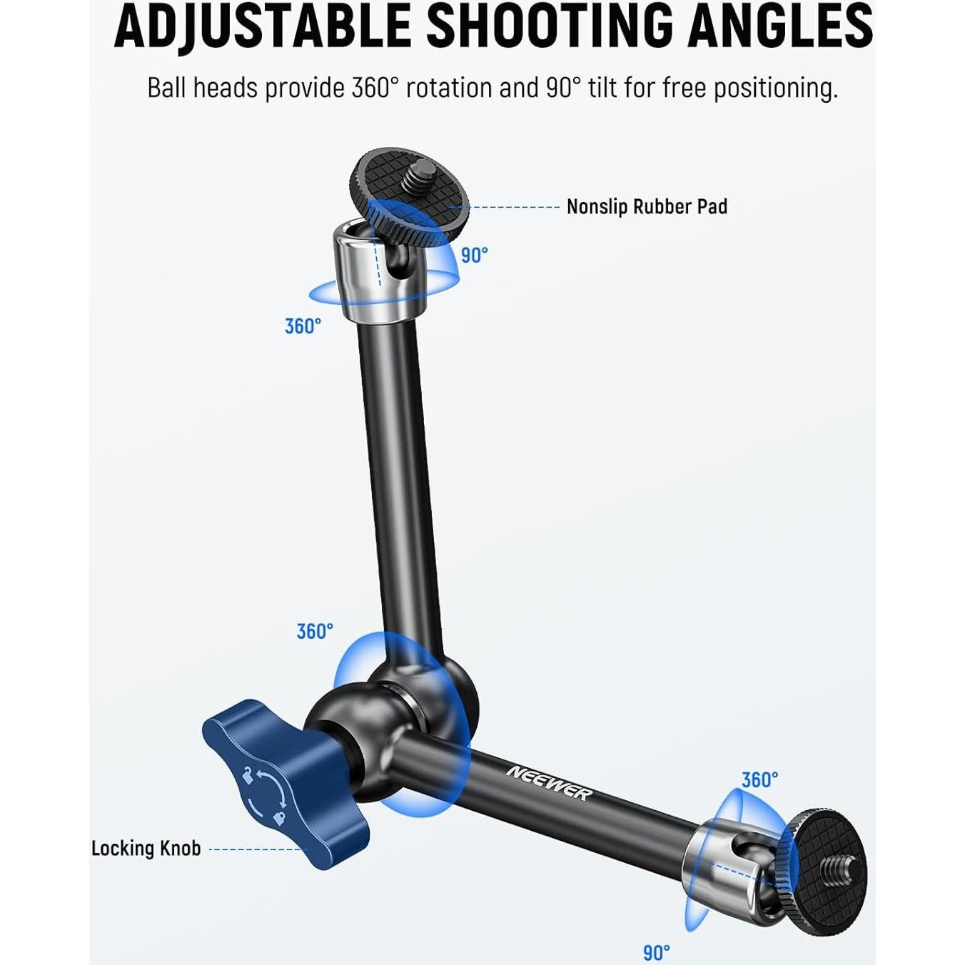Brazo Mágico Ajustable Neewer 25cm con Super Clamp 2kg