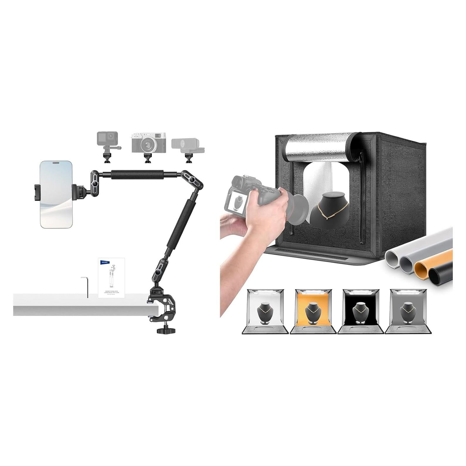 Soporte de Cámara NEEWER UA057 con Brazo Mágico y Luz