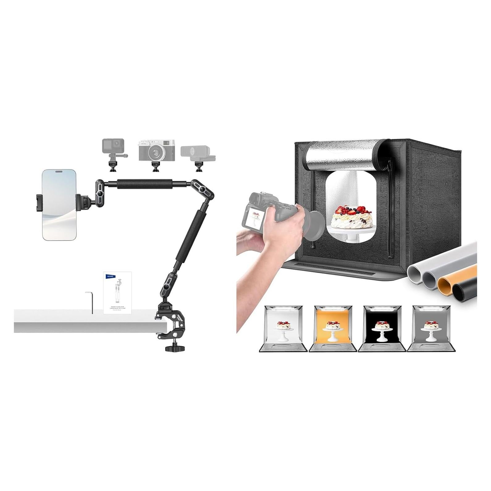 Soporte de Cámara NEEWER UA057 con Brazo Mágico y Luz