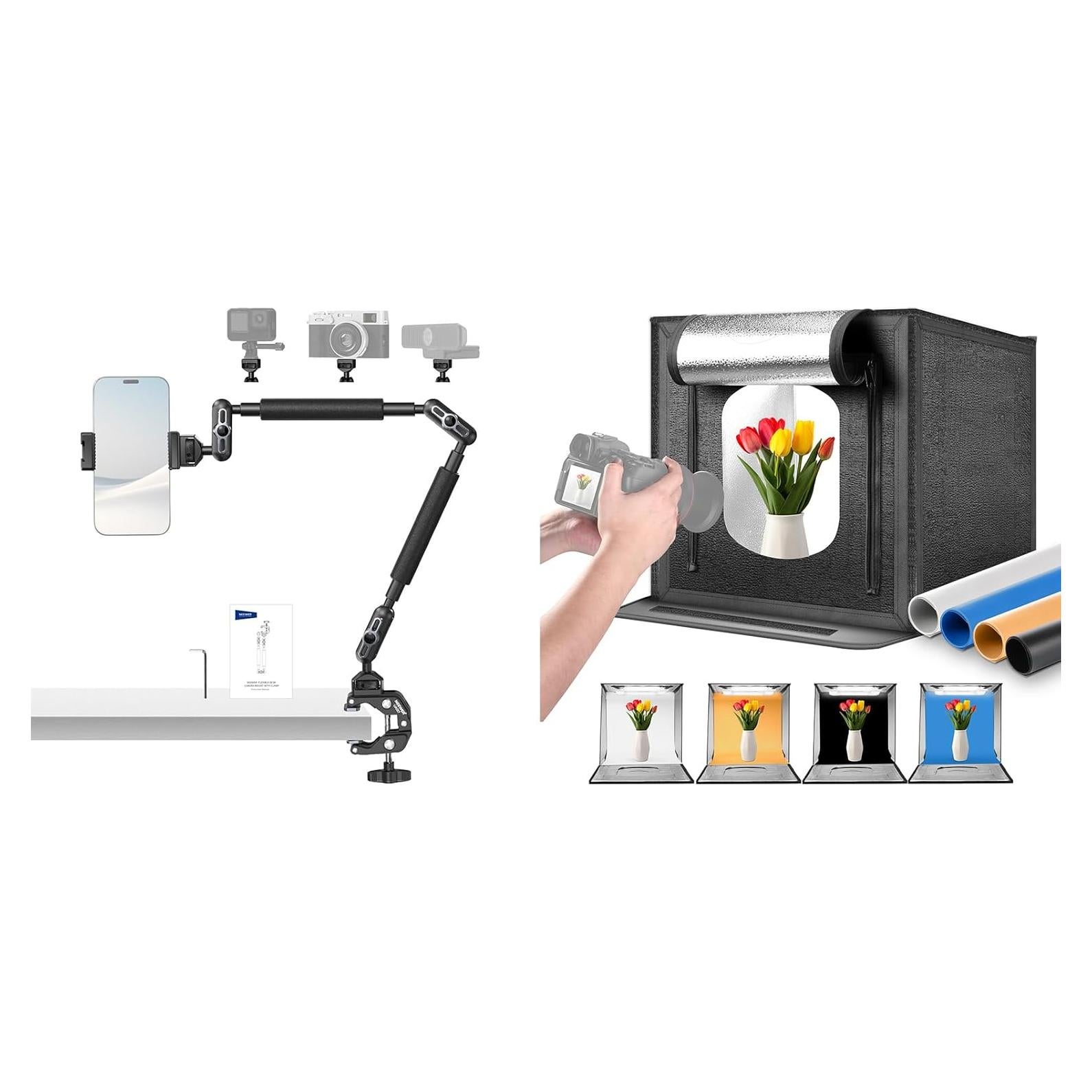 Soporte de Cámara NEEWER UA057 con Brazo Mágico y Luz