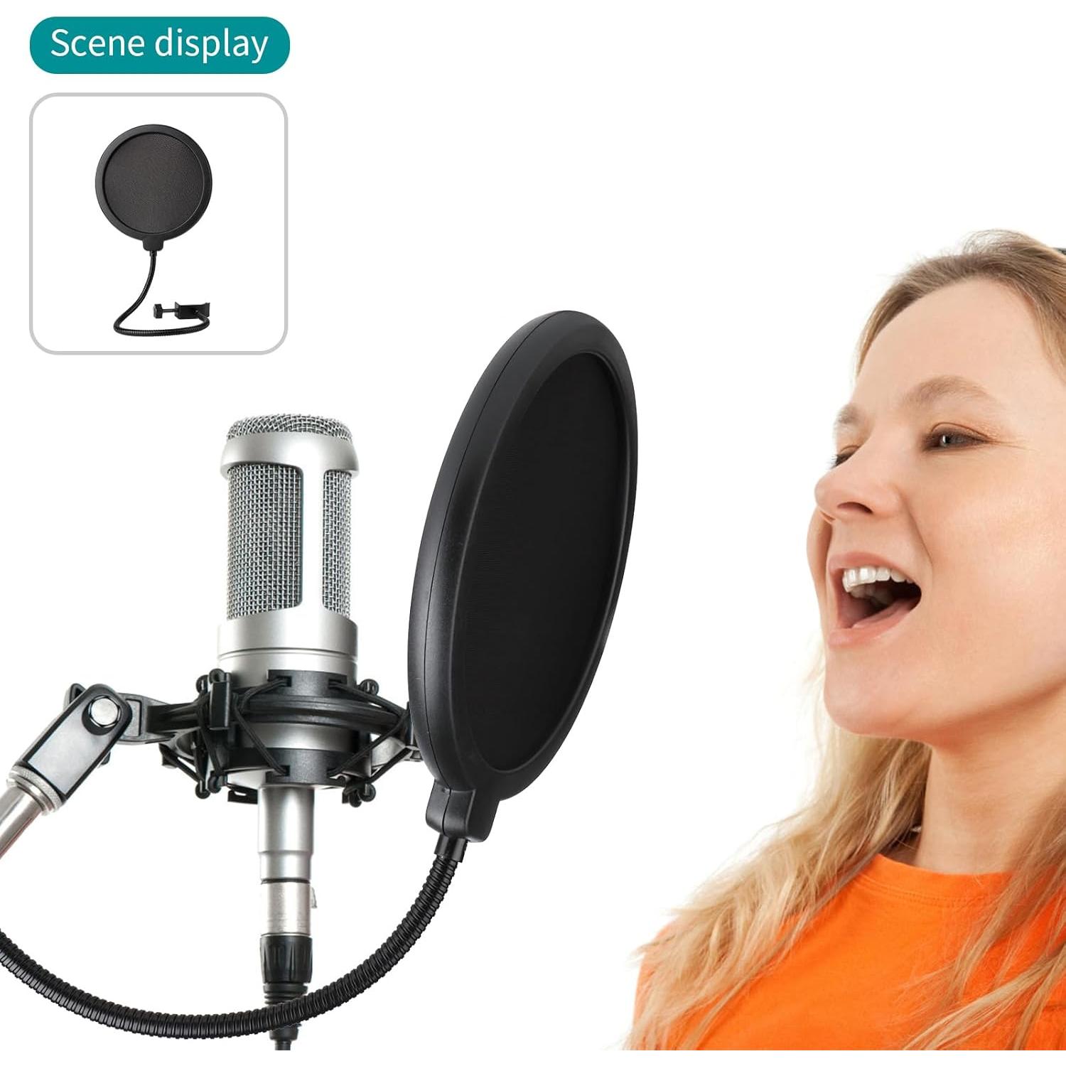 Filtro Pop Profesional para Micrófono con Soporte Gooseneck