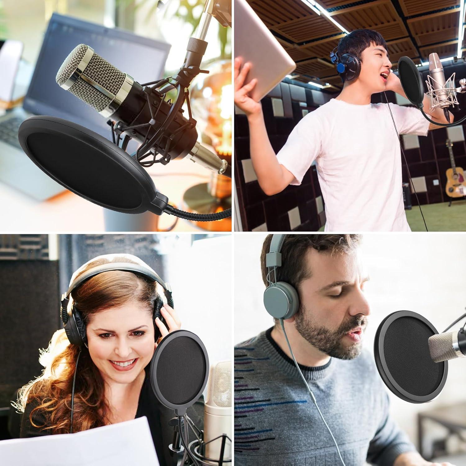 Filtro Pop Profesional para Micrófono con Soporte Gooseneck