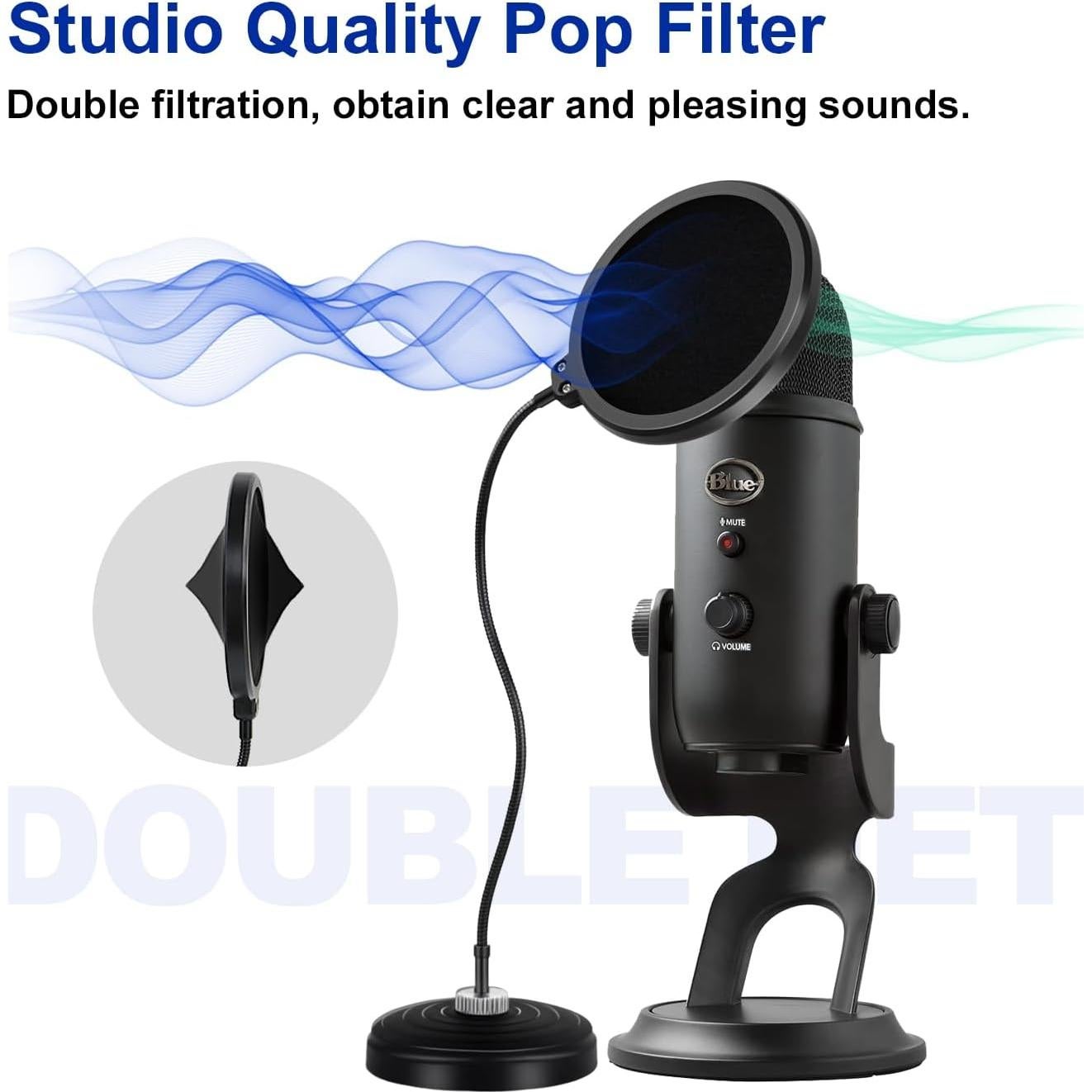 Filtro Pop Profesional Liyirui con Base Pesada y Brazo Ajustable