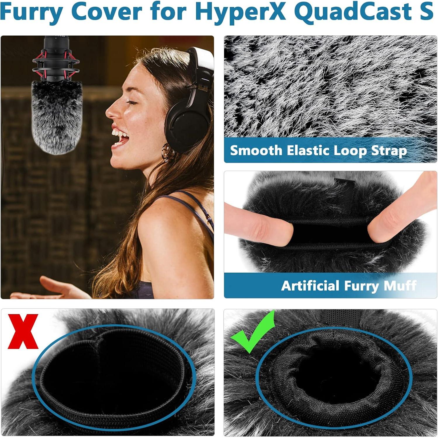 Kit 3 en 1 Filtro Pop HyperX Quadcast S + Pantalla Peluda + Funda Espuma