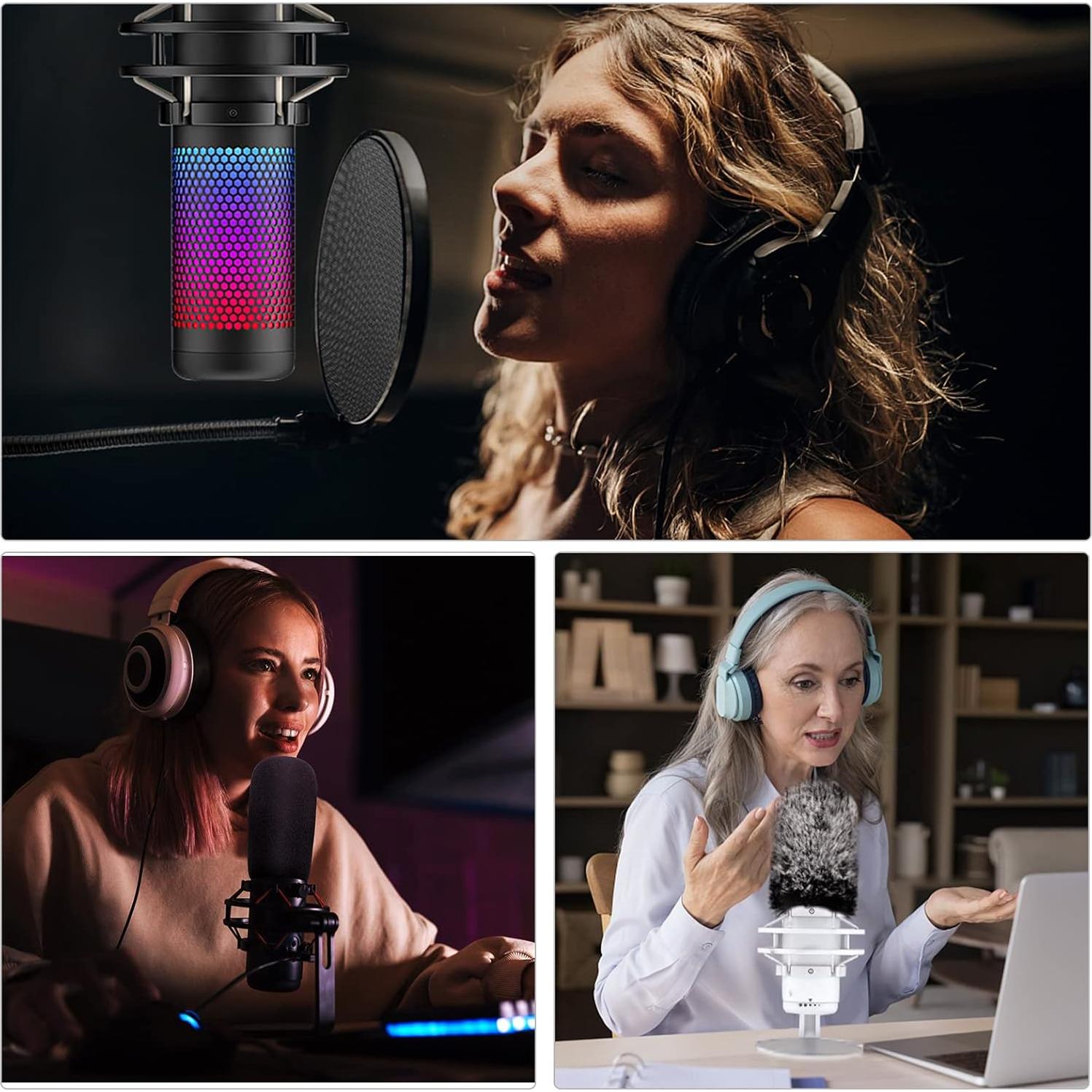 Kit 3 en 1 Filtro Pop HyperX Quadcast S + Pantalla Peluda + Funda Espuma