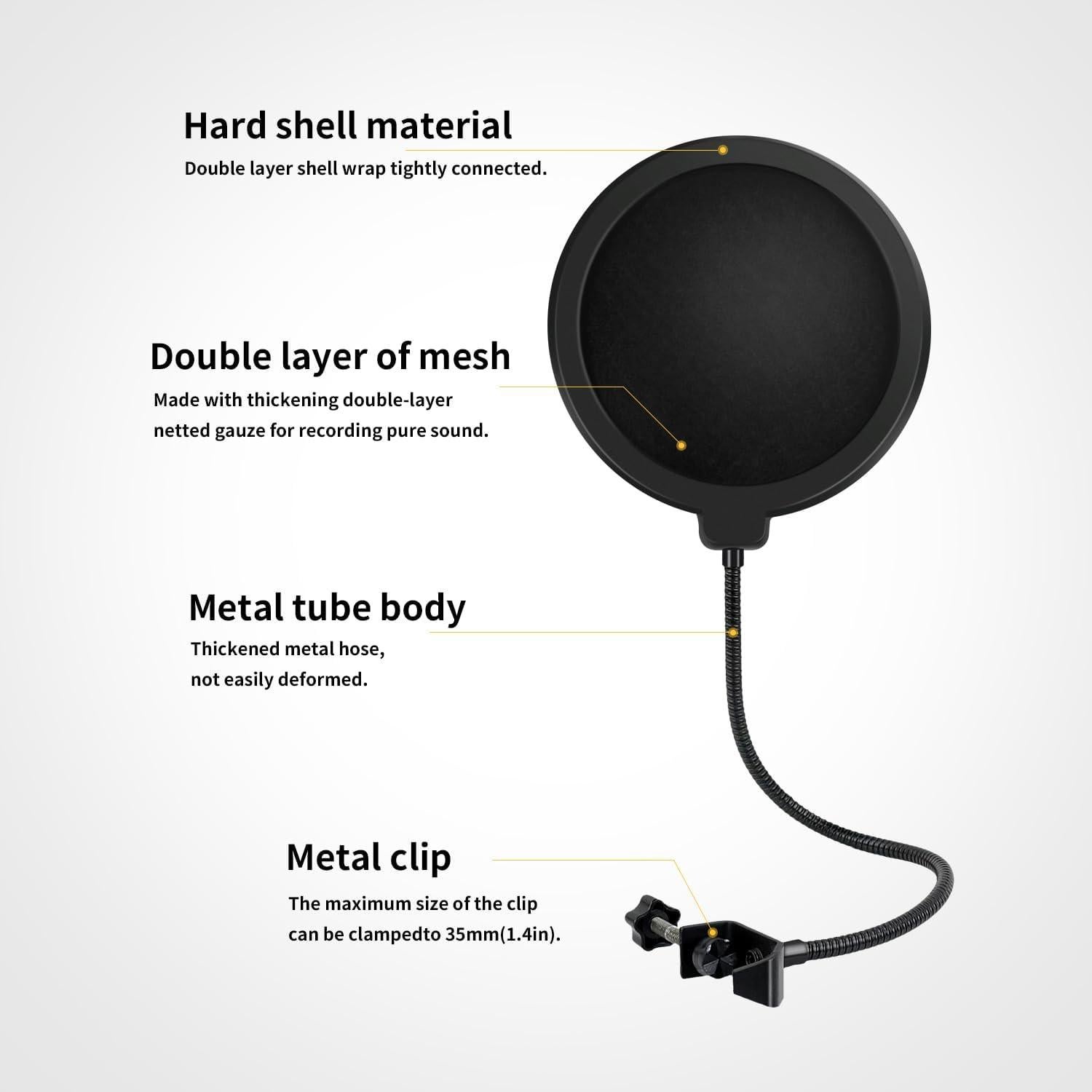 Filtro Pop Profesional Liyirui 15.24 cm Doble Capa Nylon