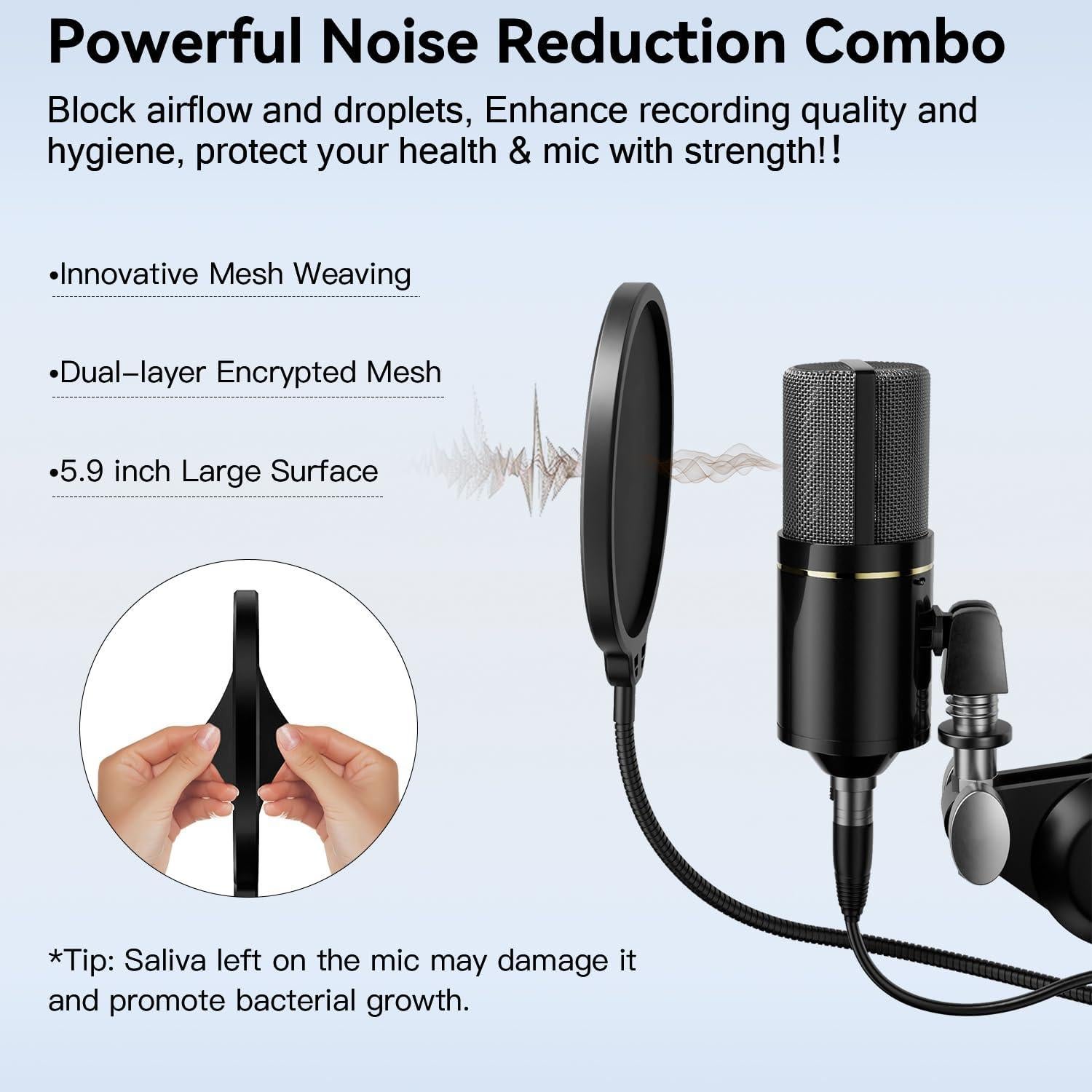 Filtro Pop Profesional BOILUZIO con Soporte Flexible 36.8cm