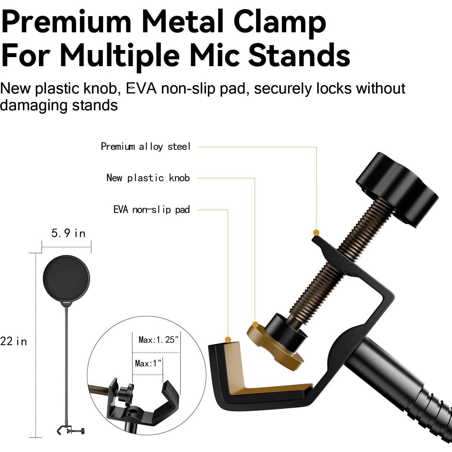 Filtro Pop Profesional BOILUZIO con Soporte Flexible 36.8cm