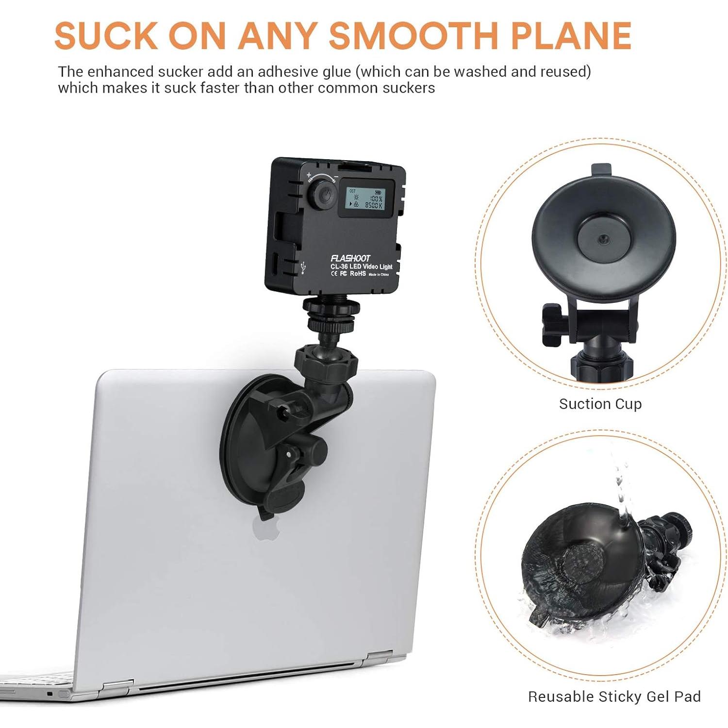 Kit de Iluminación LED CL-36 FLASHOOT con Trípode y Ventosa