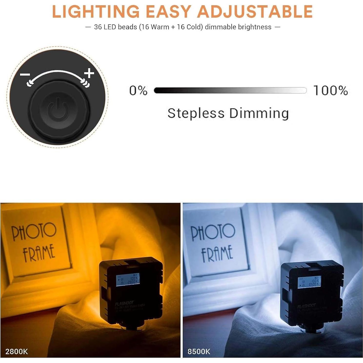 Kit de Iluminación LED CL-36 FLASHOOT con Trípode y Ventosa