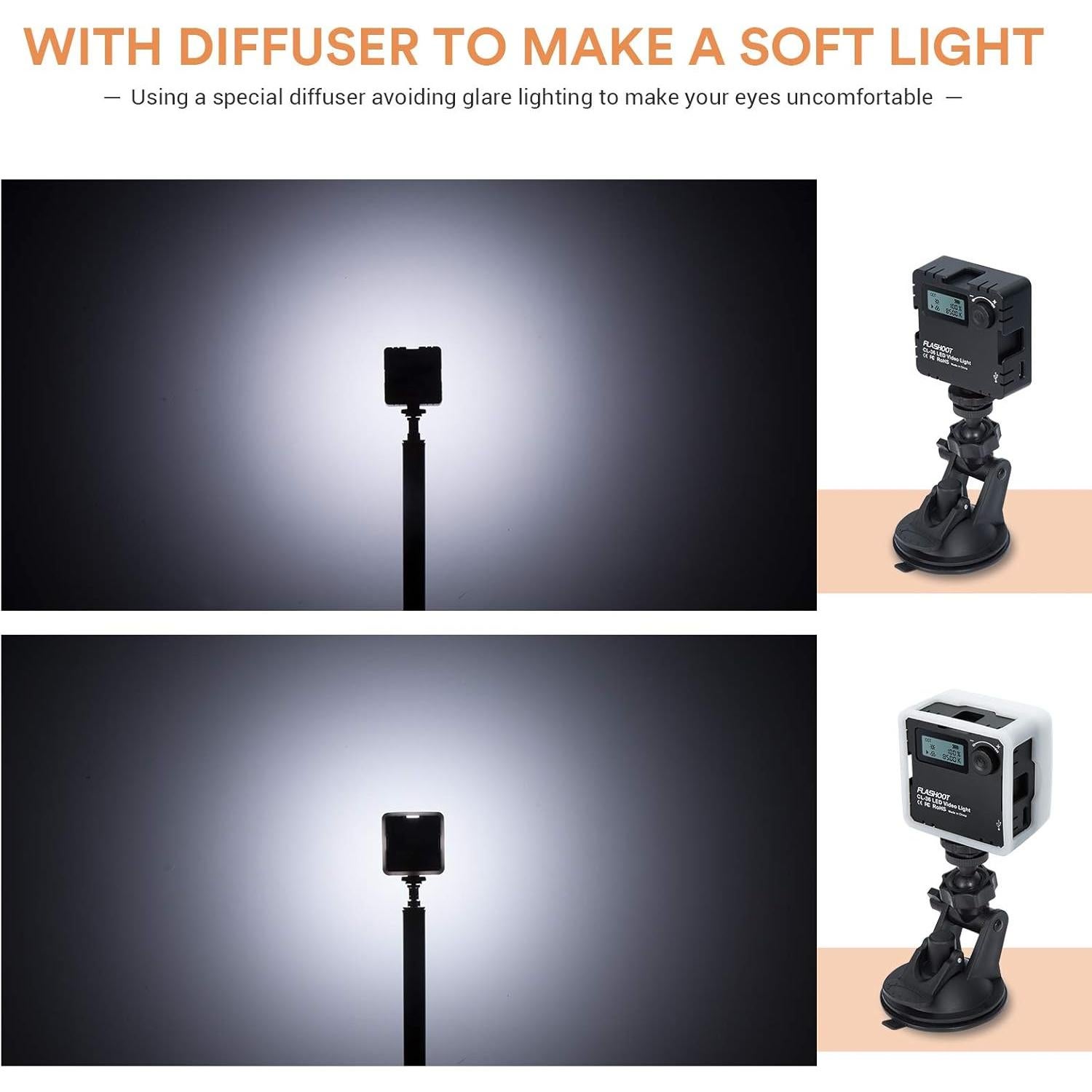 Kit de Iluminación LED CL-36 FLASHOOT con Trípode y Ventosa