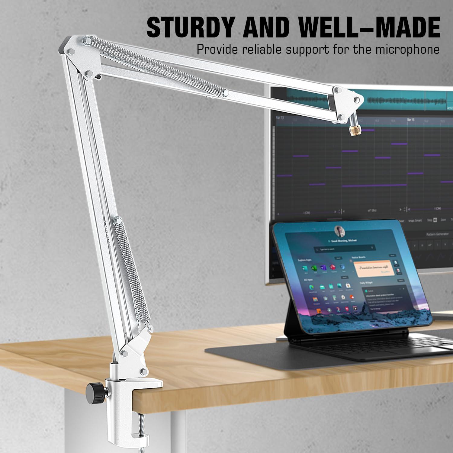 Micrófono Gaming USB FIFINE A6W+CS1W con Brazo Ajustable y Filtro Antipop