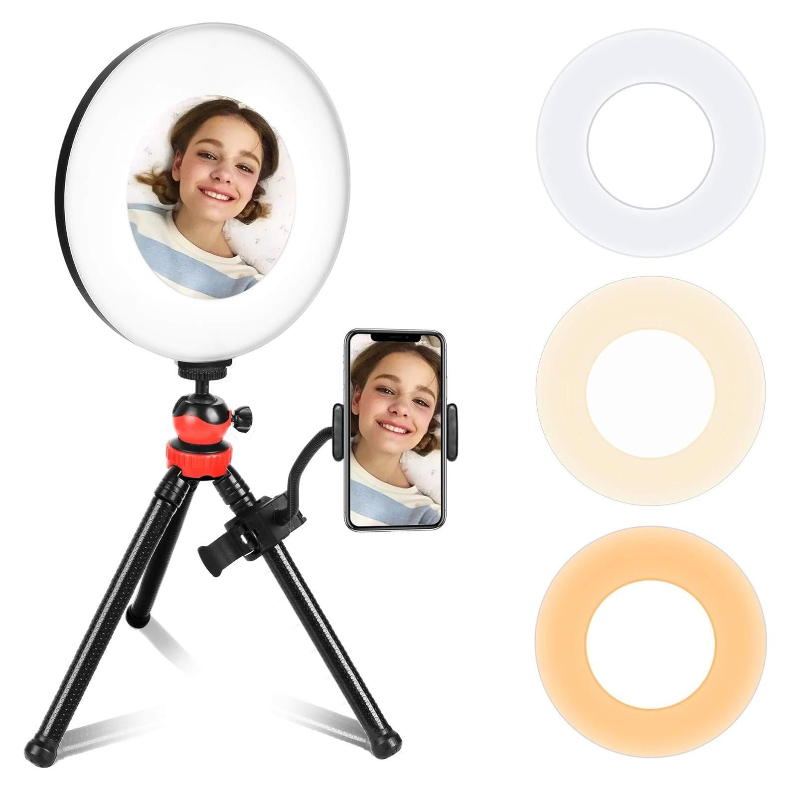 Luz de Anillo LED EMART 22.86 cm con Trípode y Espejo