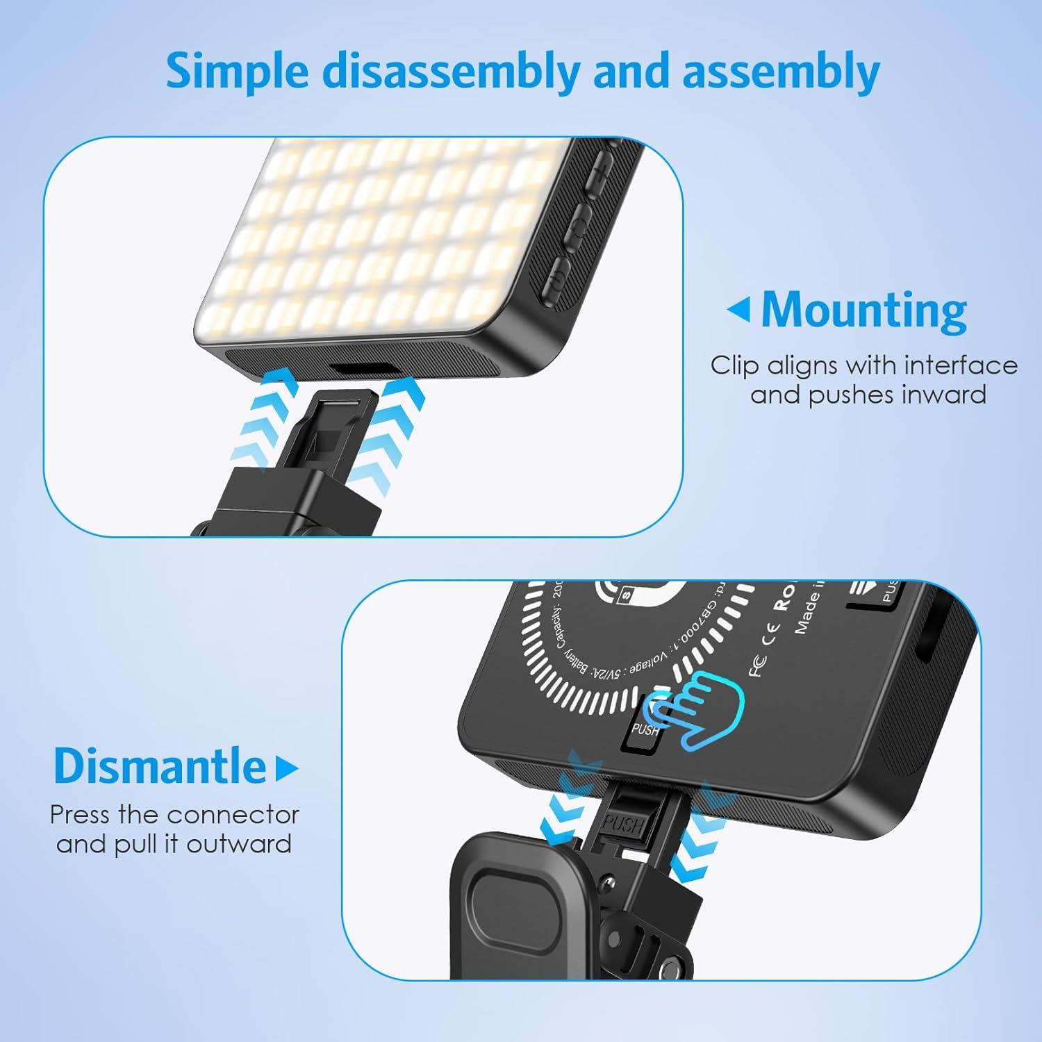 Luz LED Selfie Olipiter 2000mAh Magnética 3 Modos 3000K-6500K