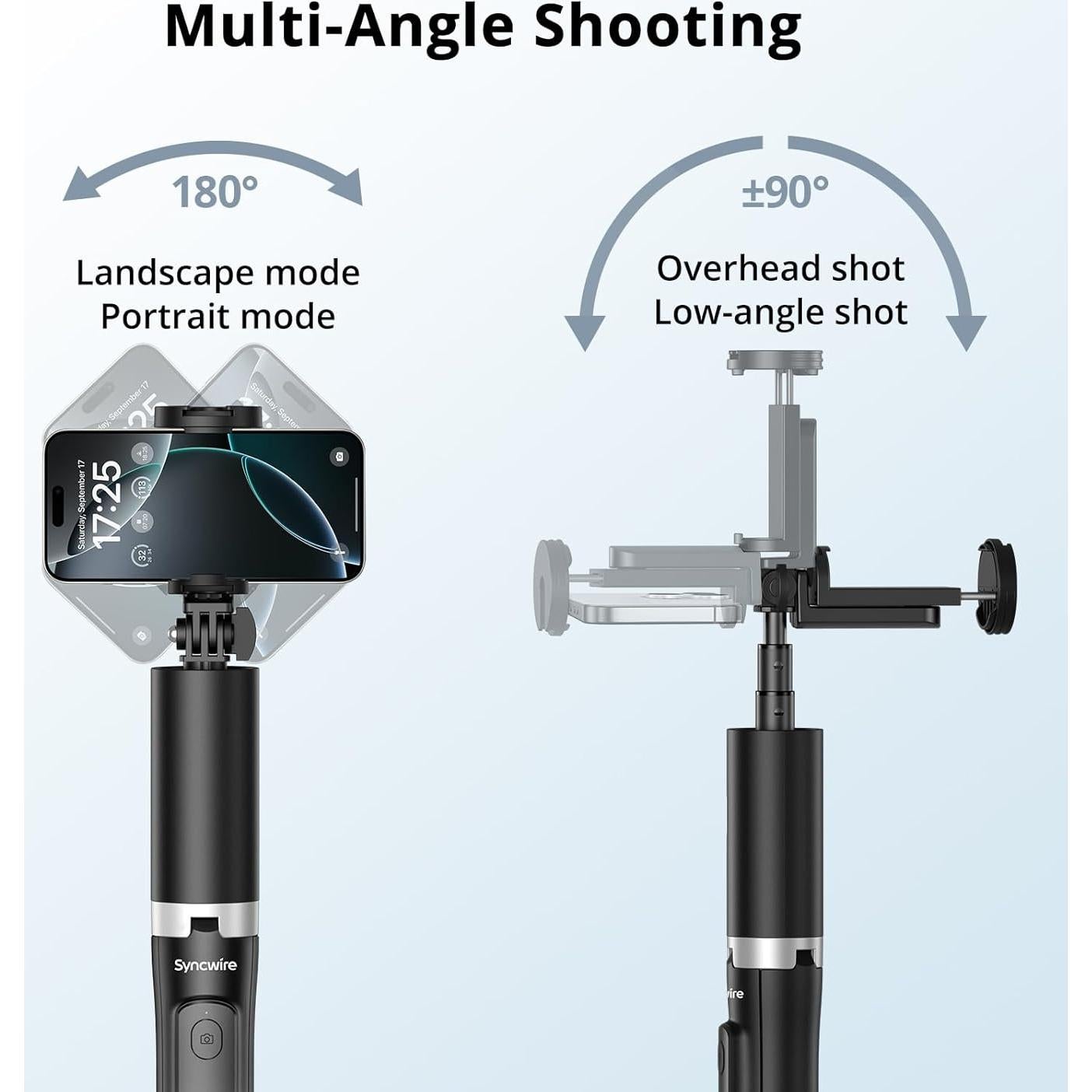 Trípode Extensible SYNCWIRE 1.6m para Teléfono y GoPro Negro