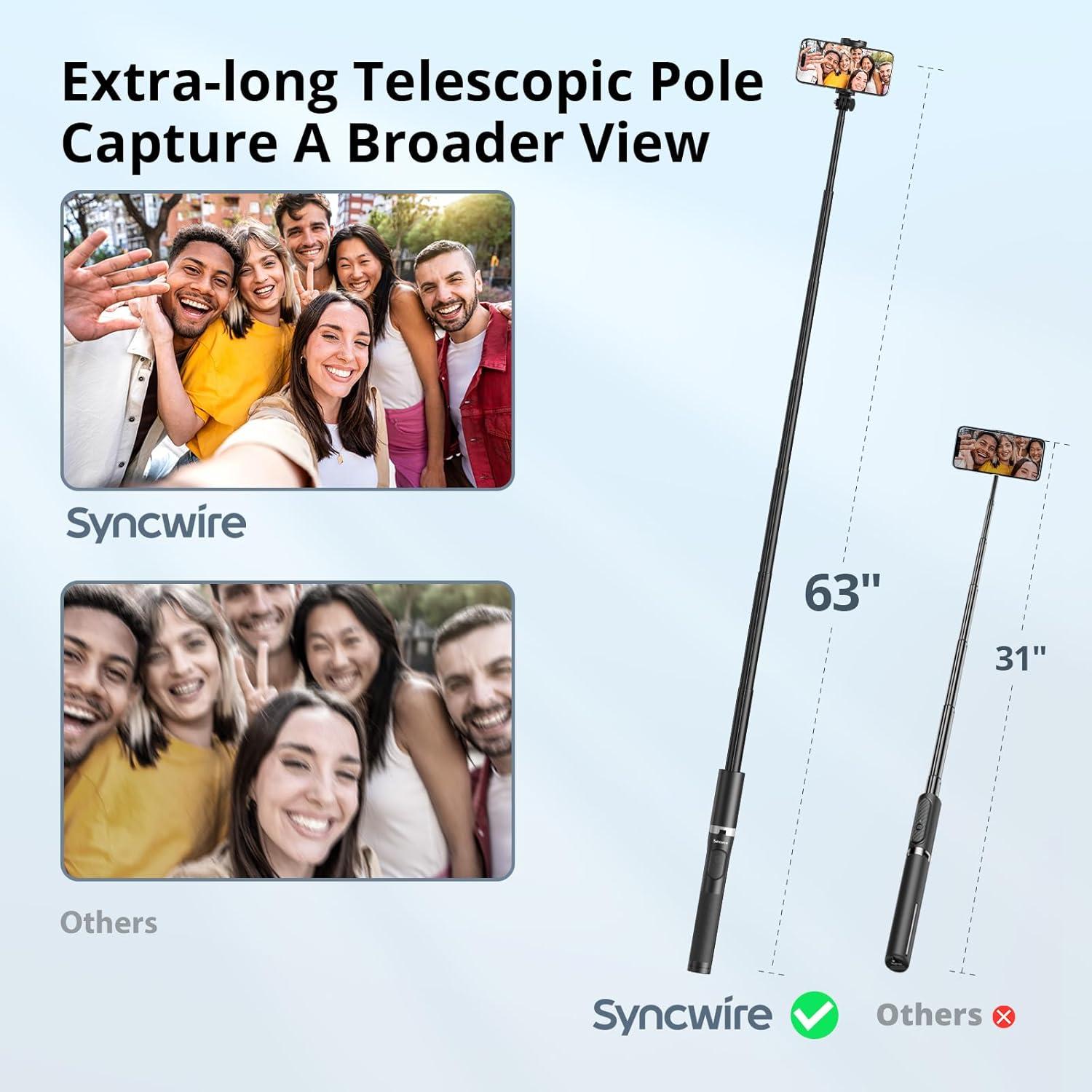 Trípode Extensible SYNCWIRE 1.6m para Teléfono y GoPro Negro