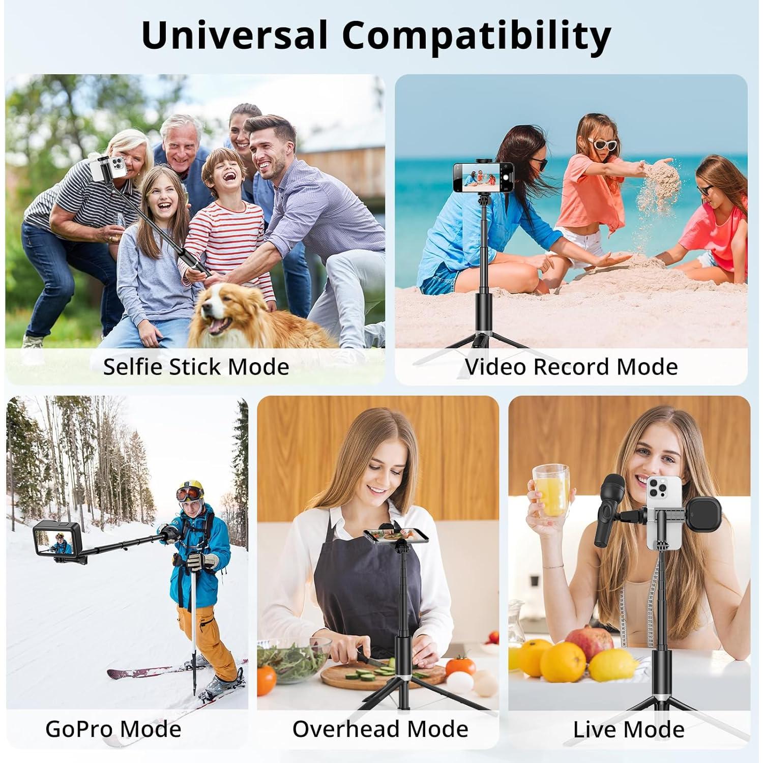 Trípode Extensible SYNCWIRE 1.6m para Teléfono y GoPro Negro