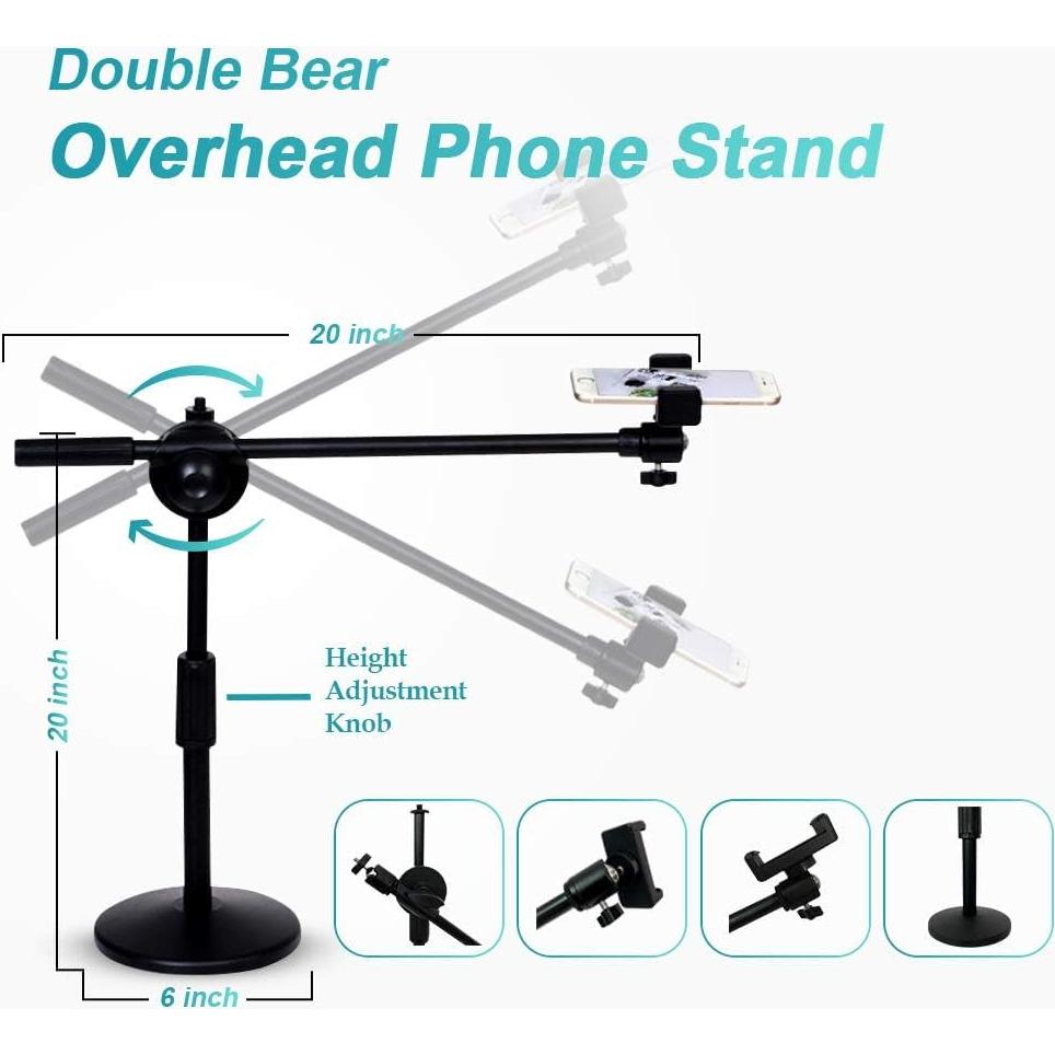 Soporte de Teléfono Doble Oso - Montaje Estable para Grabación
