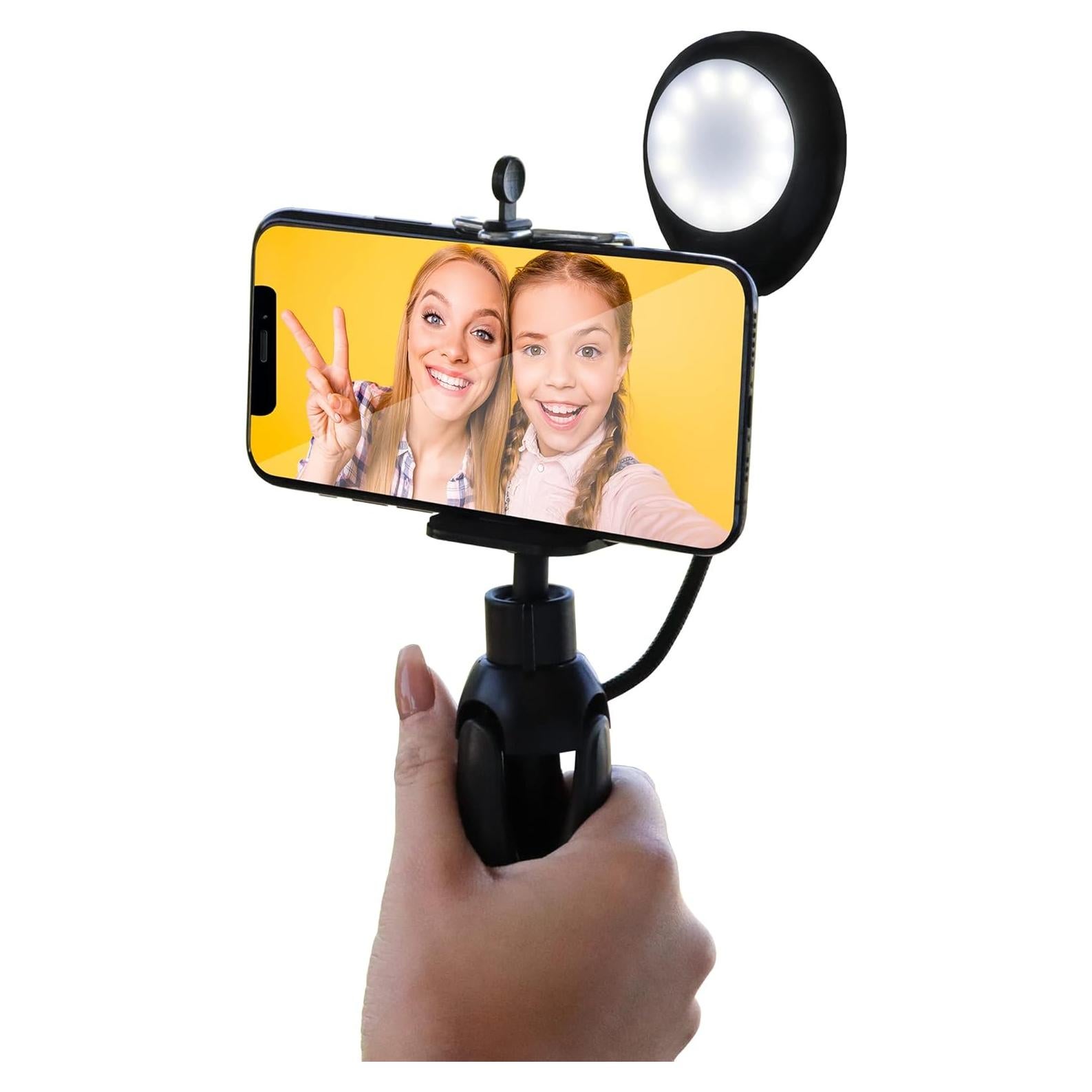 Montaje de Selfie LED Xtreme 2 en 1 con Trípode y 3 Niveles de Iluminación