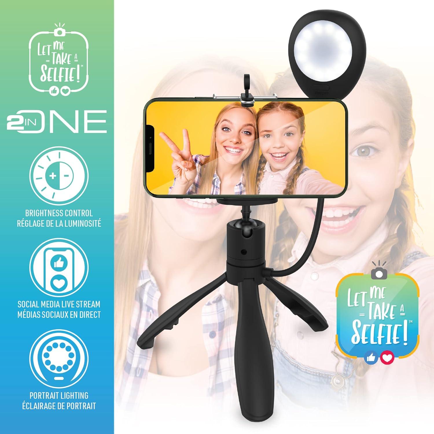 Montaje de Selfie LED Xtreme 2 en 1 con Trípode y 3 Niveles de Iluminación