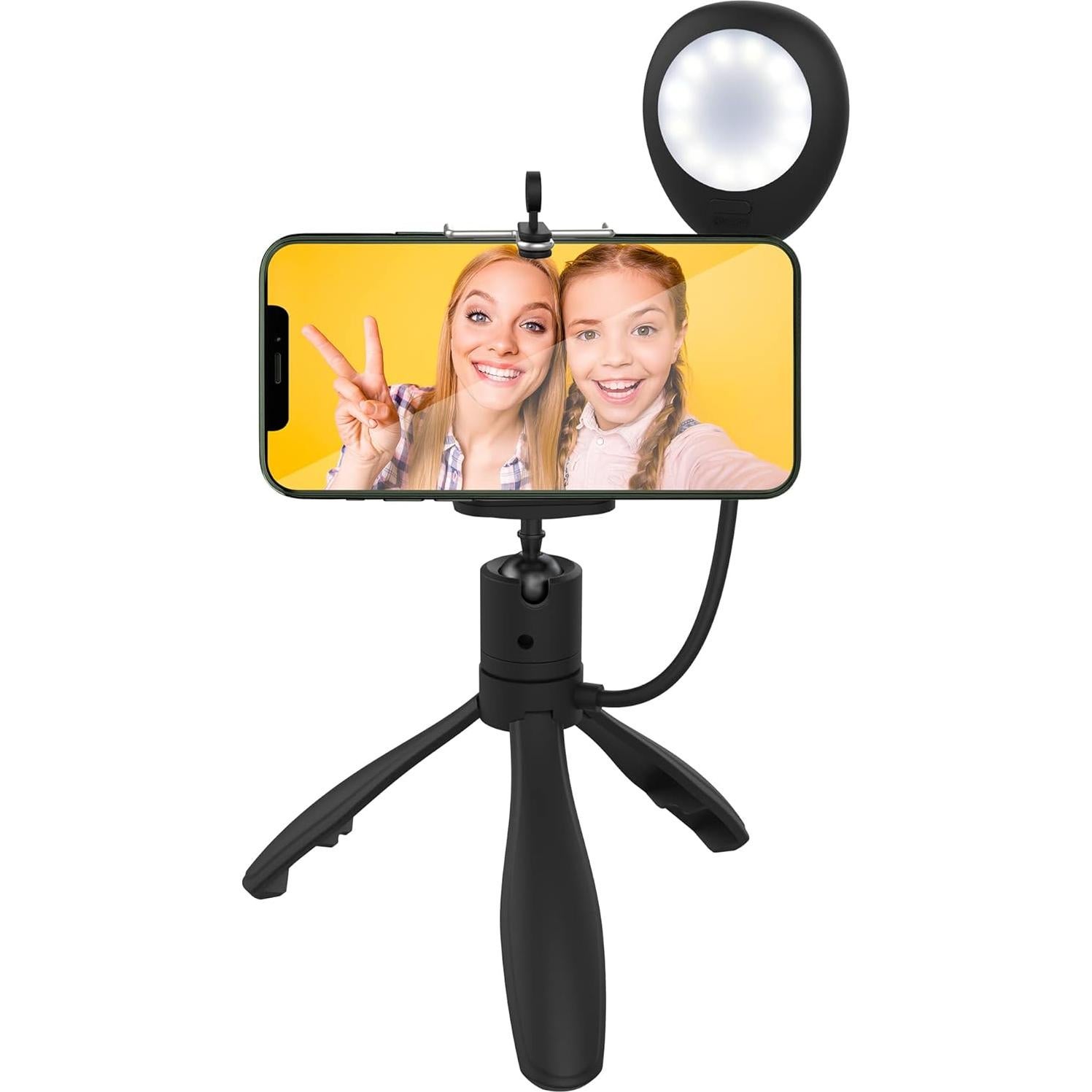 Montaje de Selfie LED Xtreme 2 en 1 con Trípode y 3 Niveles de Iluminación