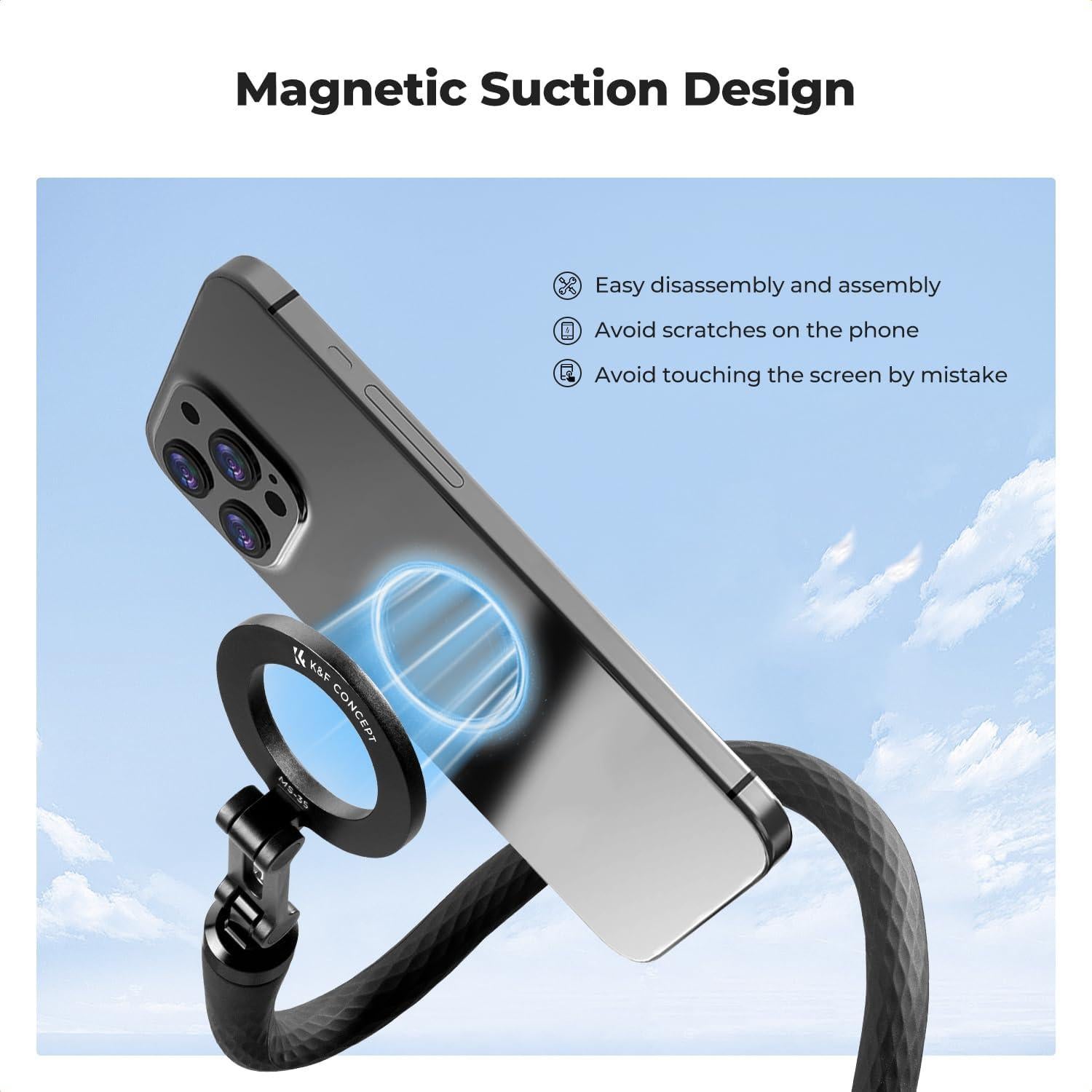 Soporte Magnético Flexible K&F Concept para Magsafe - Selfie Stick con Adaptador para GoPro