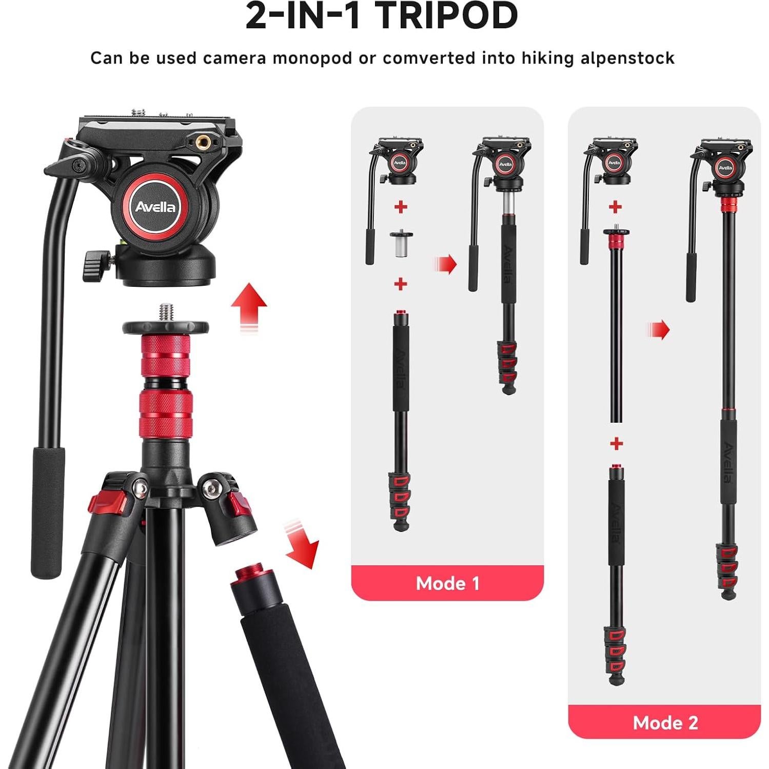 Trípode de Video Avella A154P Aluminio 198.8 cm DSLR