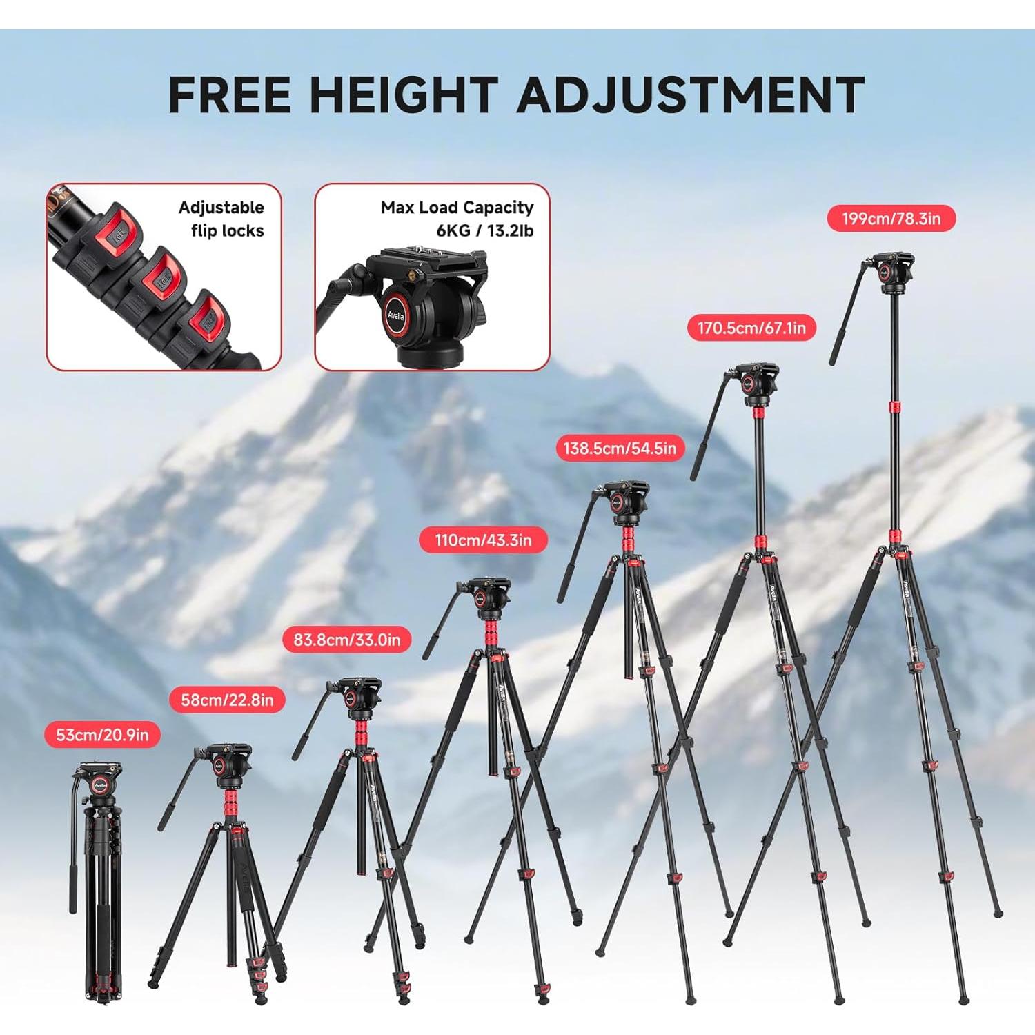 Trípode de Video Avella A154P Aluminio 198.8 cm DSLR